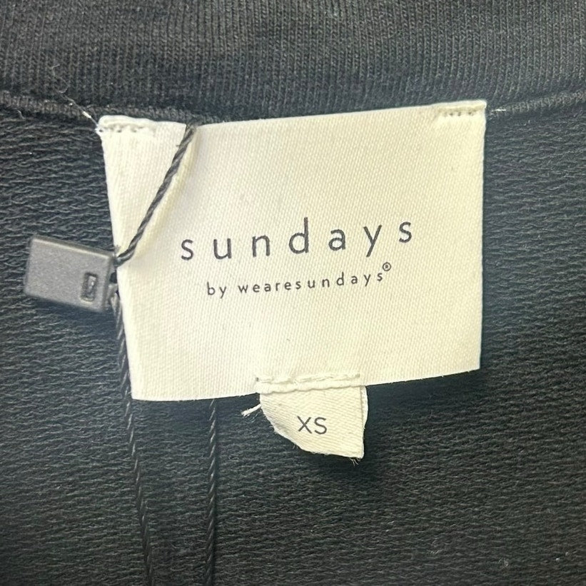 NWT Sundays by wearsundays Black Betsy Short Sleeve Zip Front Top Womens XS