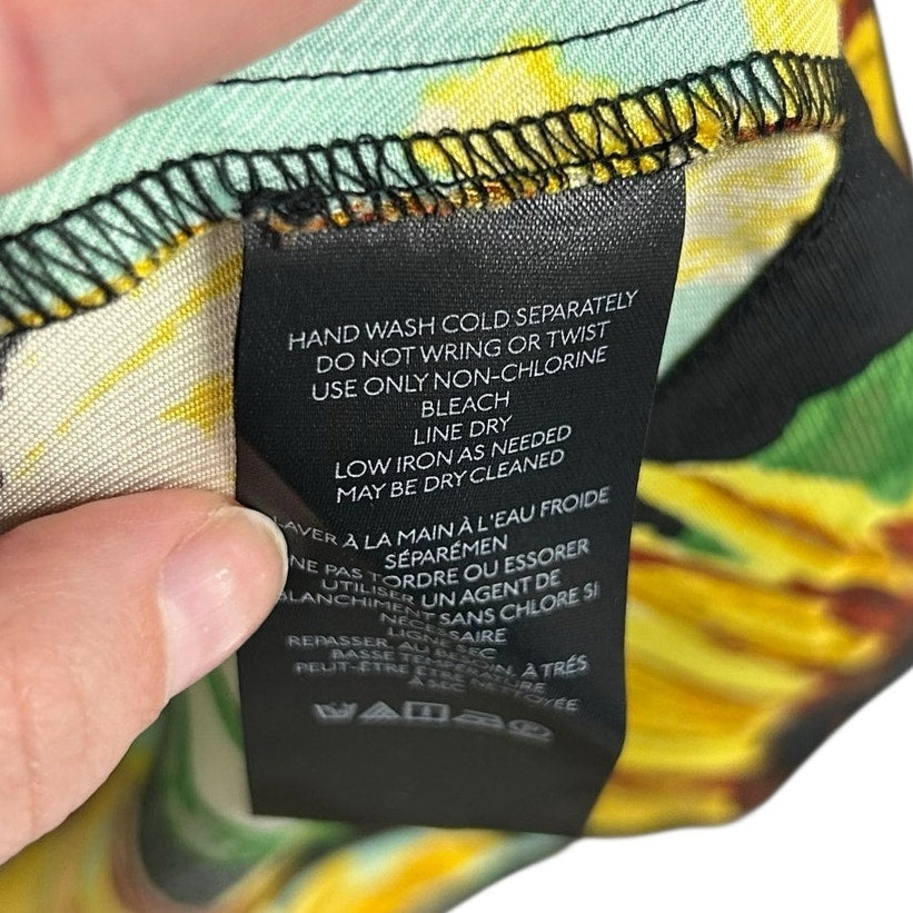 NWT Maeve by Anthropologie Yellow Black Sunflower Print Strapless Dress XS