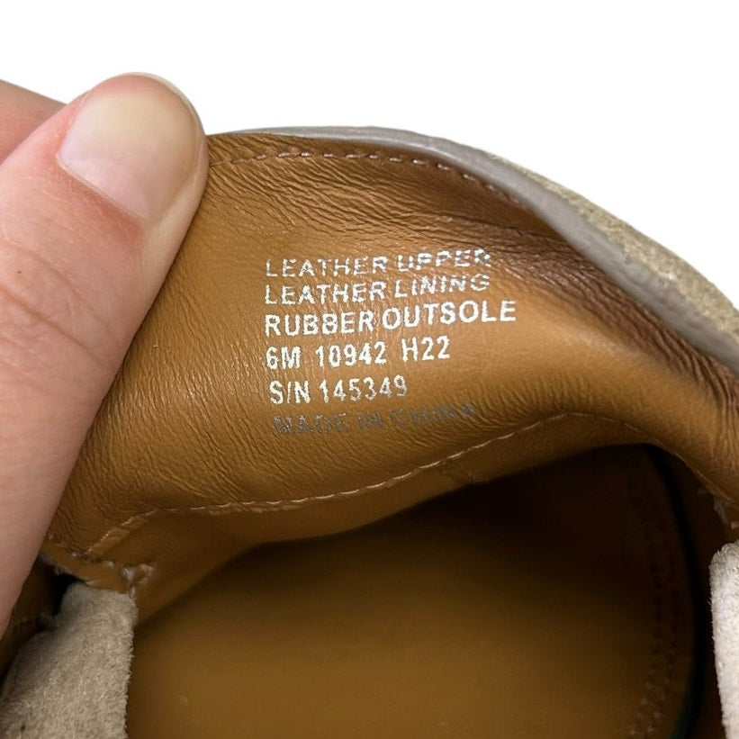 Tory Burch Avola Tan Suede Leather Gold Logo Everly Chunky Loafers Womens 6