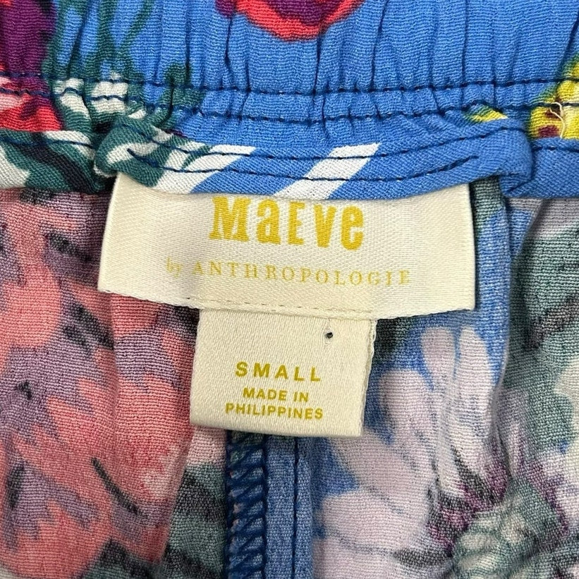 Maeve by Anthropologie Blue Mulitcolor Floral Scarf-Printed Shorts Womens Small