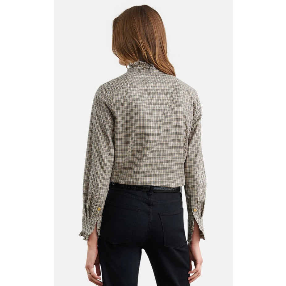 NWT Nili Lotan Honey Check Print Long Sleeve Lydia Button Down Womens X-Small