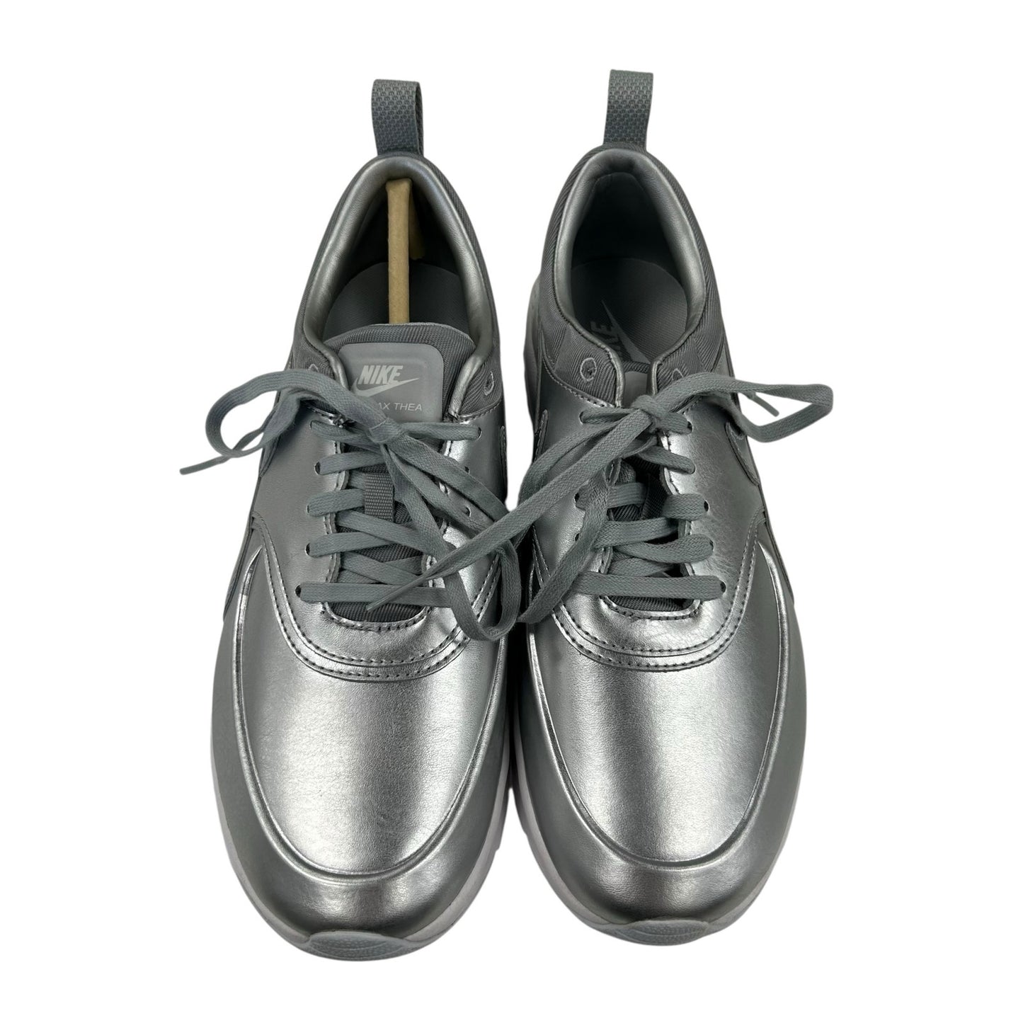 Nike Air Max Thea Metallic Silver Chrome Lace Up Sneakers Womens 7.5