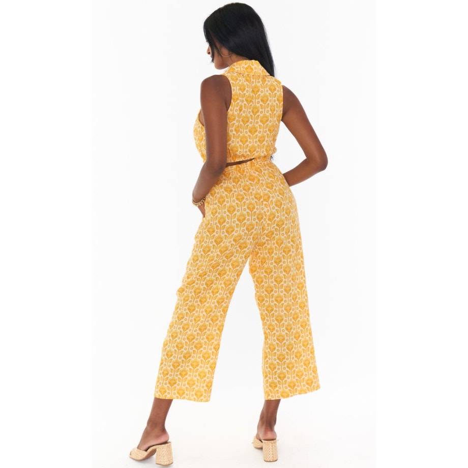 NWT Show Me Your Mumu Yellow Golden Fields Cotton Peggy Pants Womens X-Small