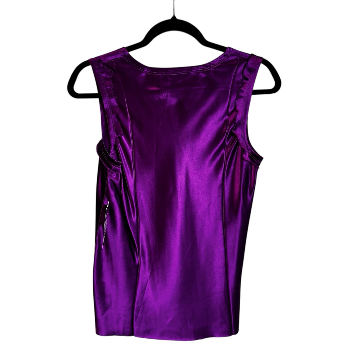 NWT Helmut Lang Purple Sleeveless Ruffle Trim Crewneck Tank Top Womens 4