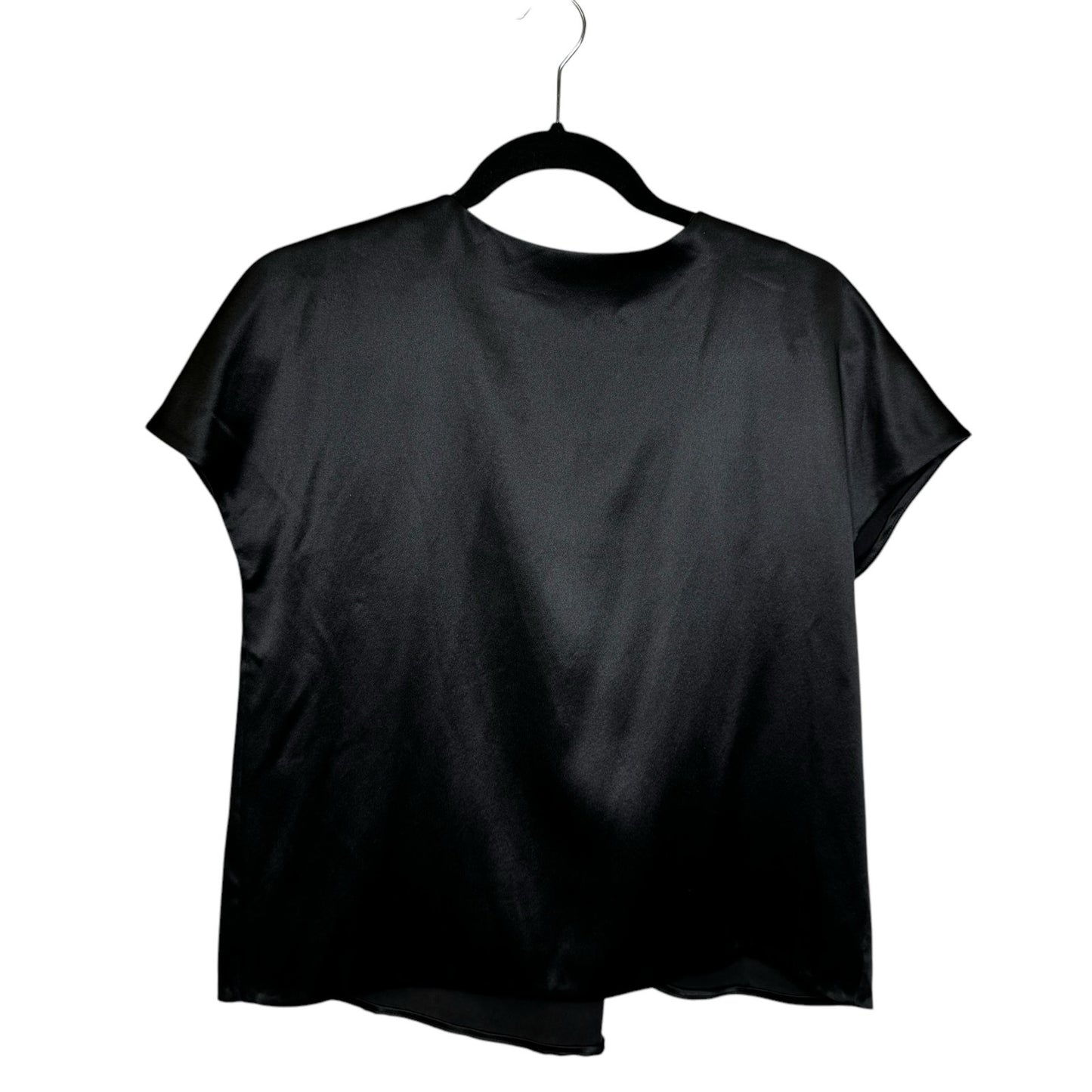 Ports 1961 Black Short Sleeve Crewneck Silk Drape Blouse Womens 4