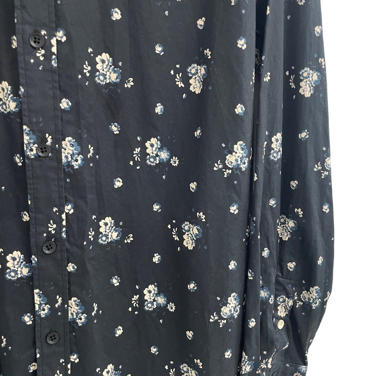 Rag & Bone Fit 2 Tomlin Button Down Shirt Black Ivory Blue Floral Mens Medium