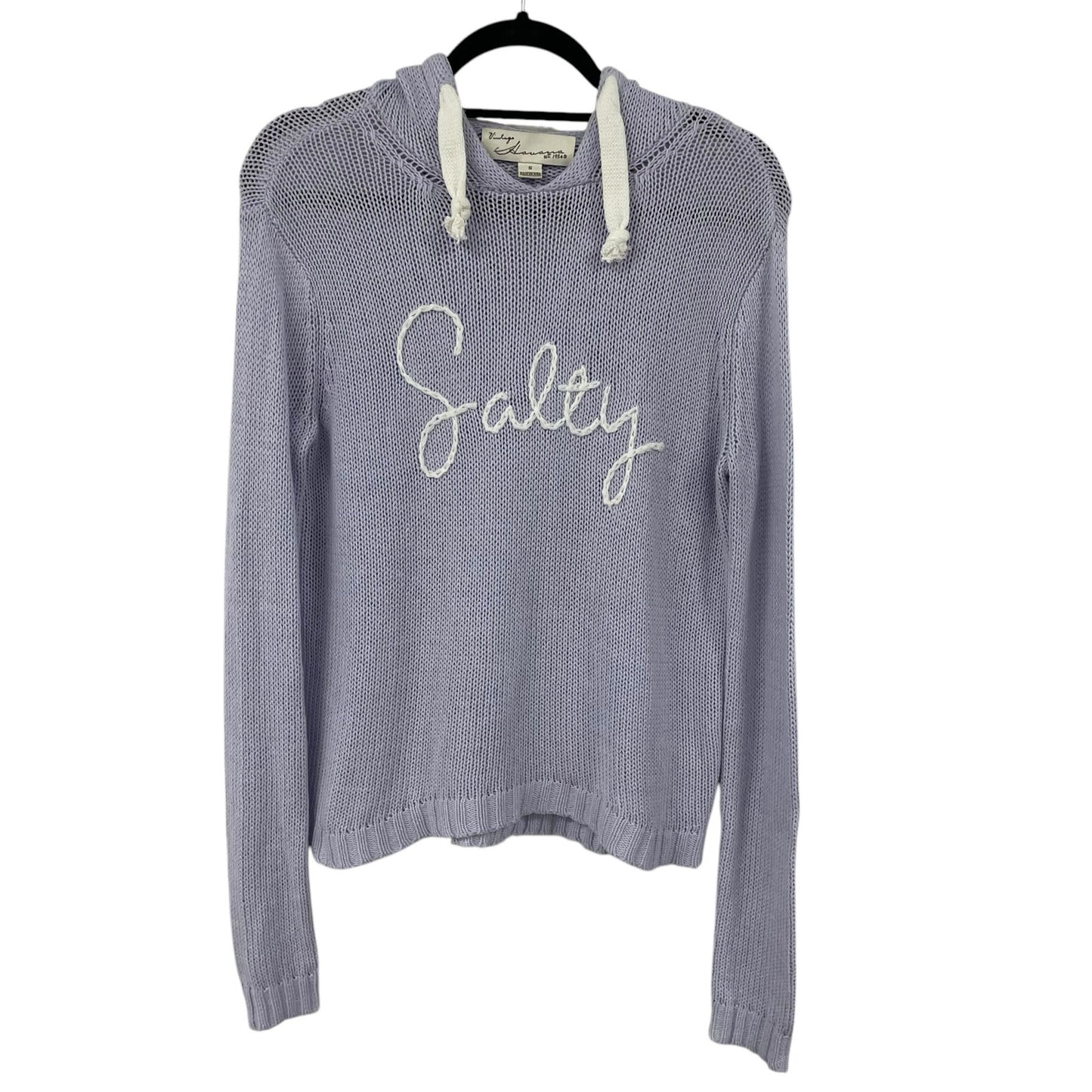 Vintage Havana Lavender White Salty Knit Hoodie Sweater Womens Small