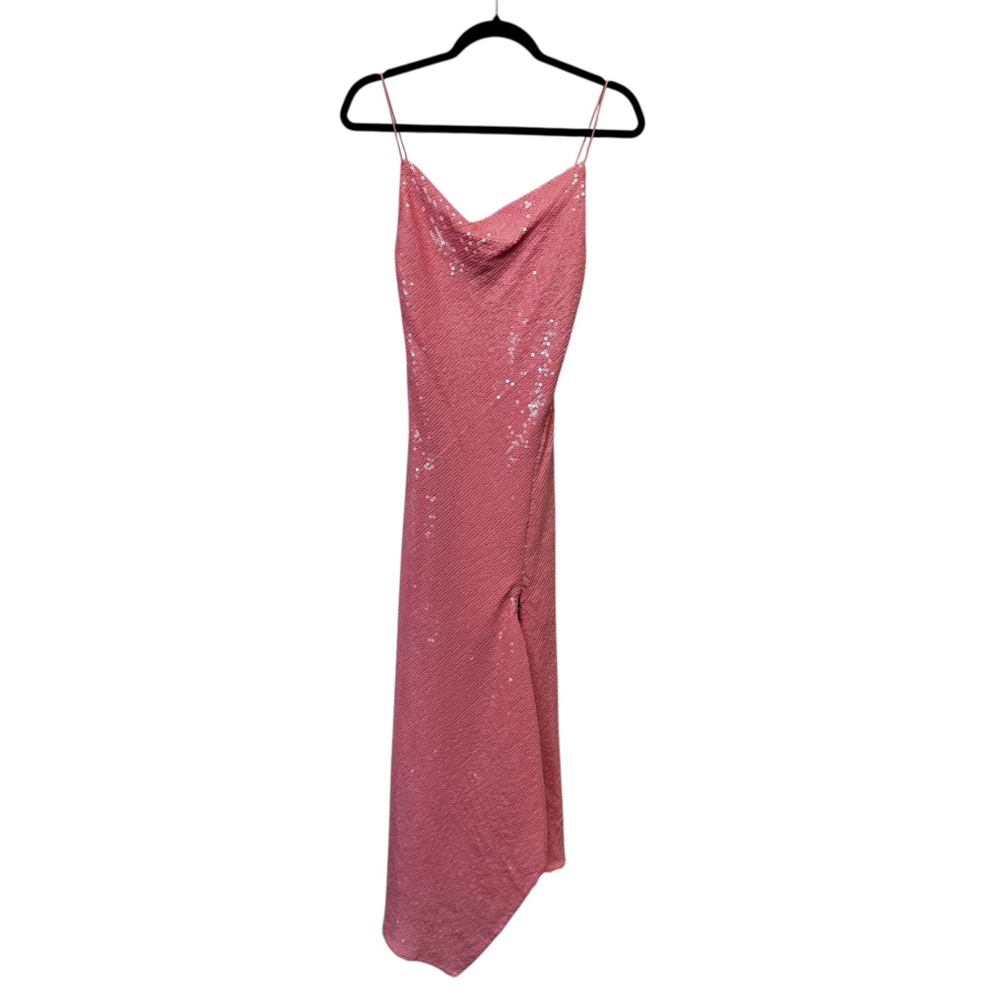 NWT Alice + Olivia Pink Harmony Sequined Asymmetric Slip Dress Womens 4 AS IS