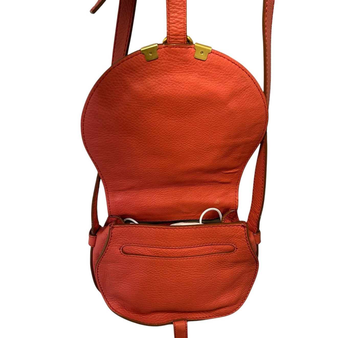 Chloe Burnt Orange Marcie Small Grained Leather Adjustable Strap Saddle Bag