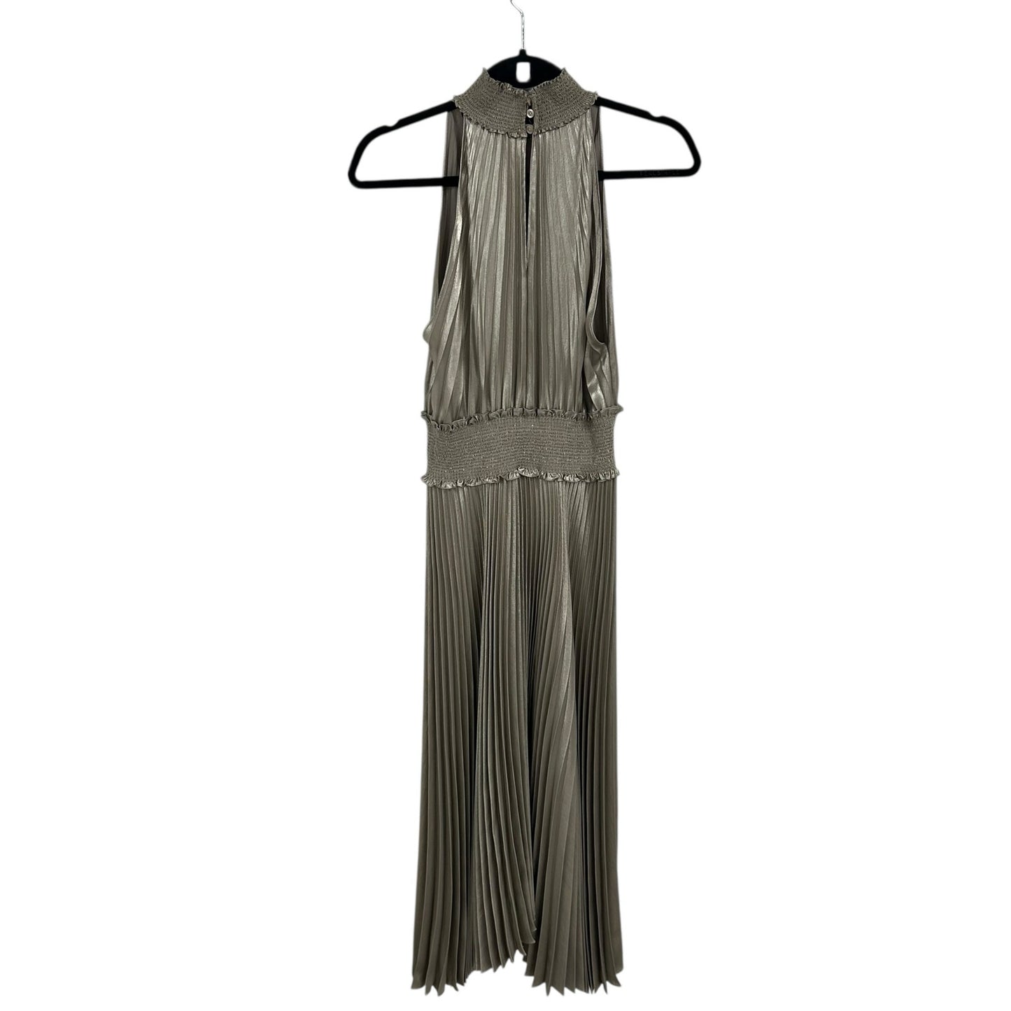 A.L.C. Metallic Antique Gold Renzo Pleated Sleeveless Midi Dress Womens 2