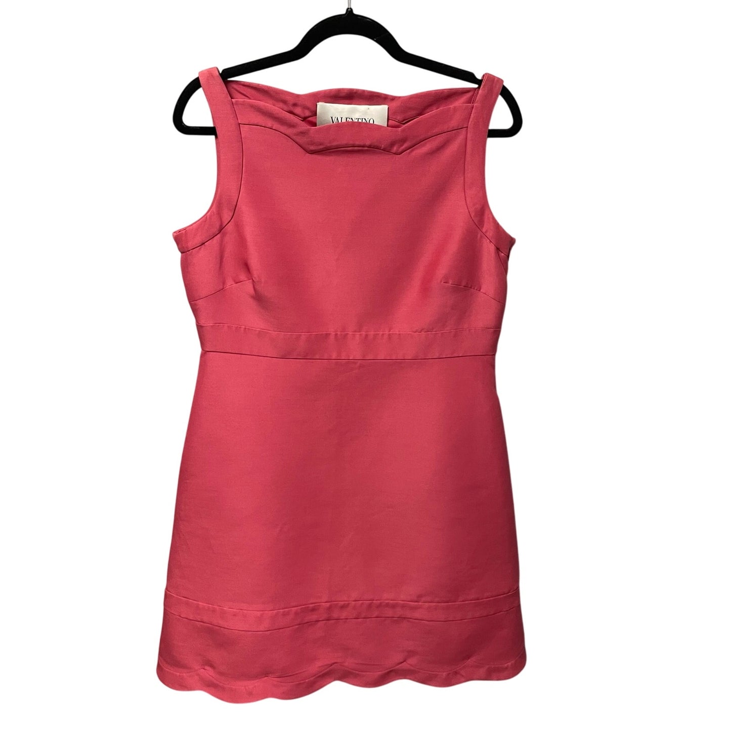 Valentino Sleeveless Scallop Accent Side Zip Dress Solid Pink Womens US 10