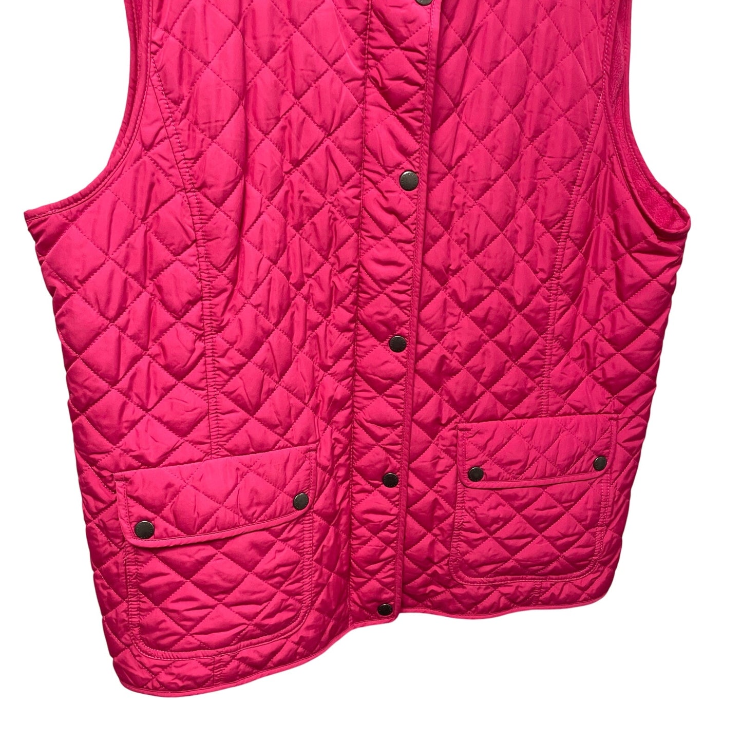 Talbots Pink Quilted Fleece Lined Zip Up Snap Button Puffer Vest Womens XL