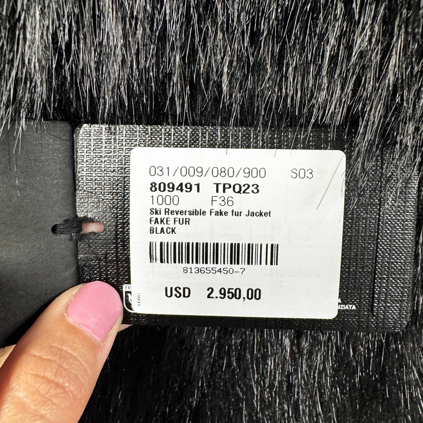 NWT Balenciaga Black Faux Fur Reversible Ski Jacket Womens 6