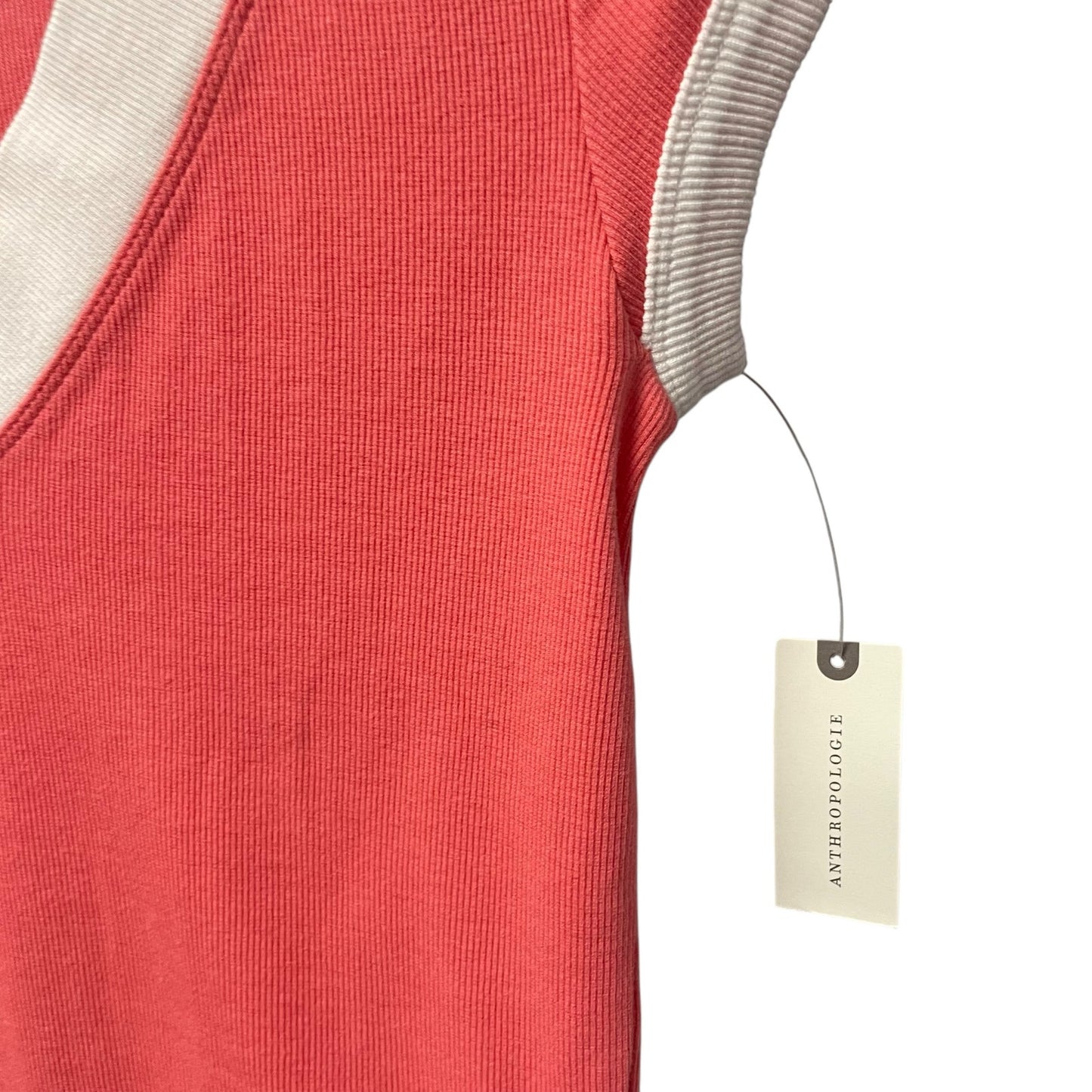 NWT Anthropologie Pilcro Boxy V Neck Tee Coral White Womens XS