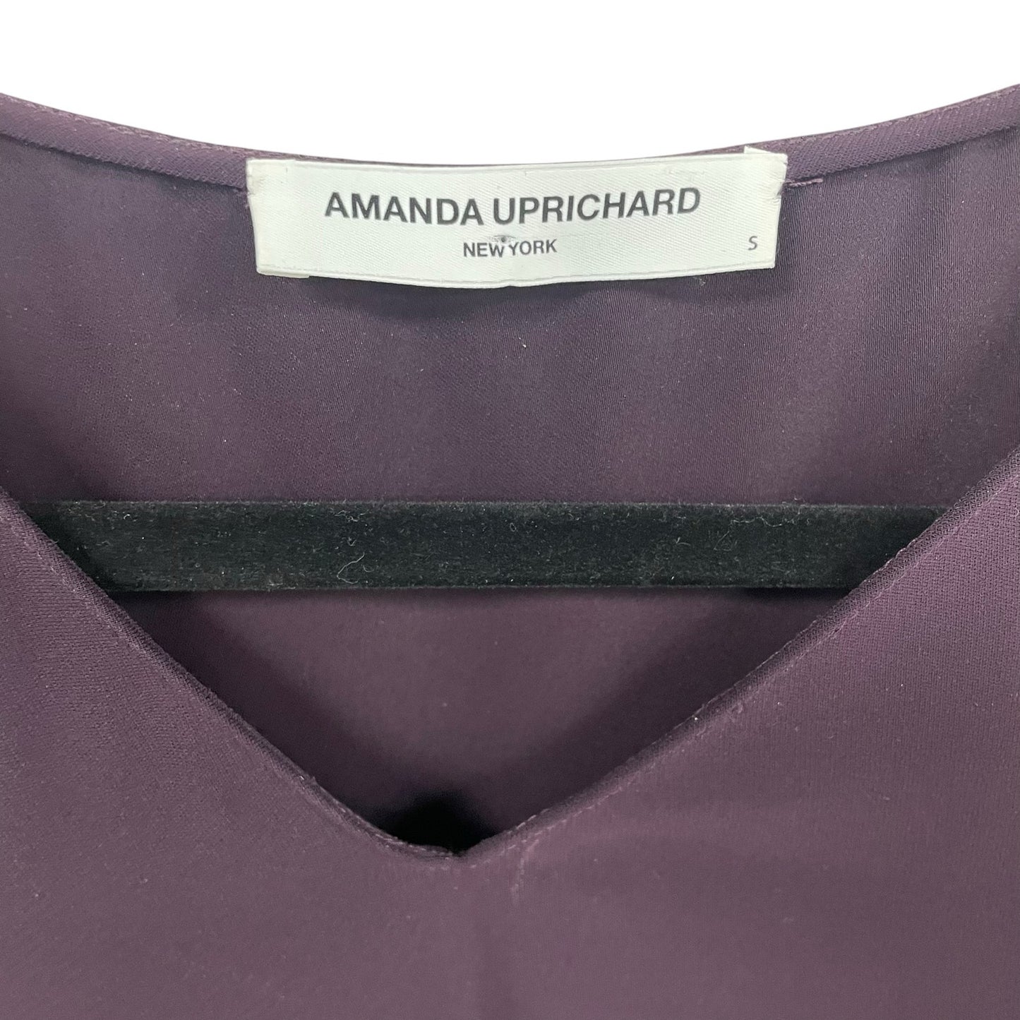 Amanda Uprichard Silk Sheer Sleeve Dark Purple Blouse Womens Size Small