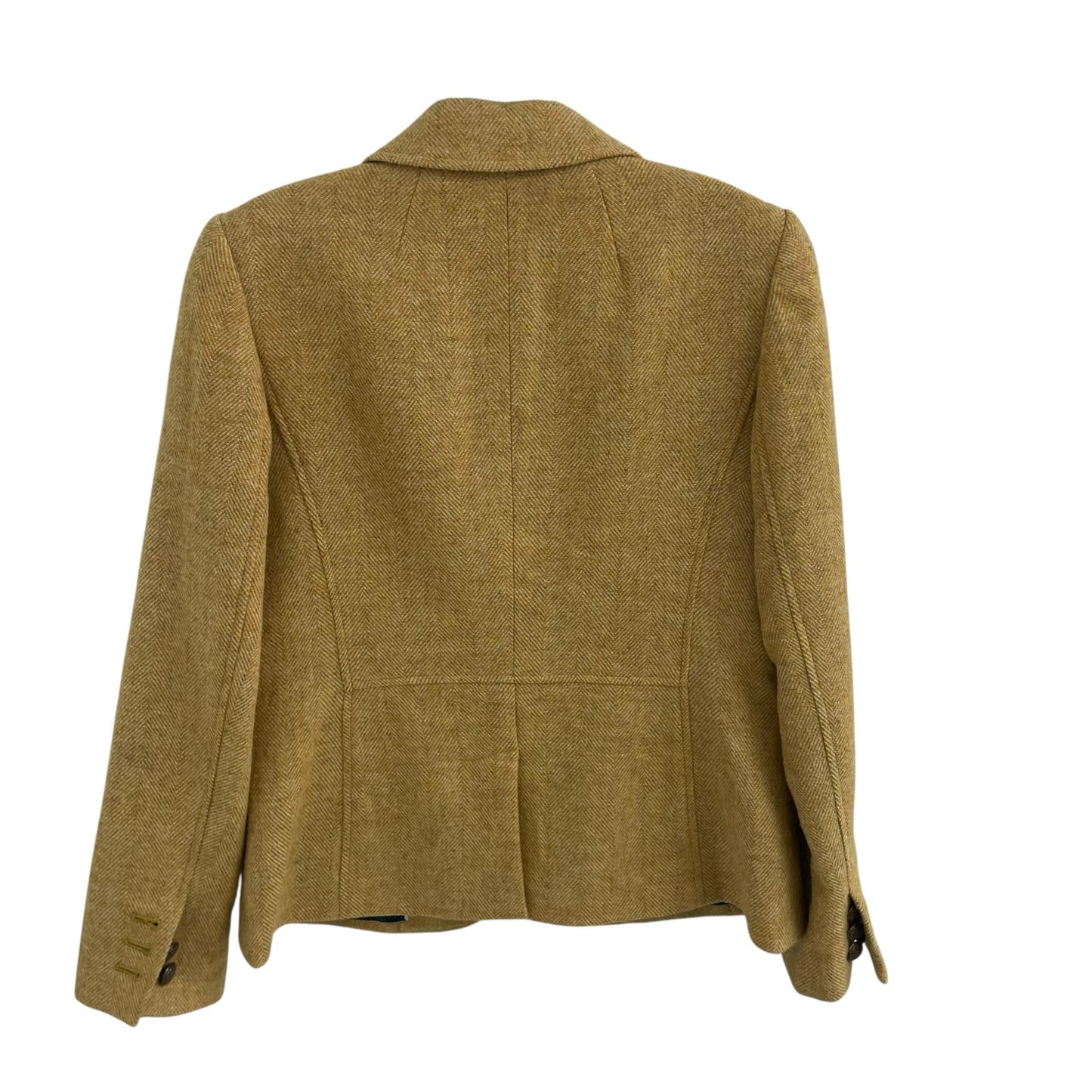 Talbots Button Front Wool Blend Blazer Jacket Dark Yellow Womens Size 2