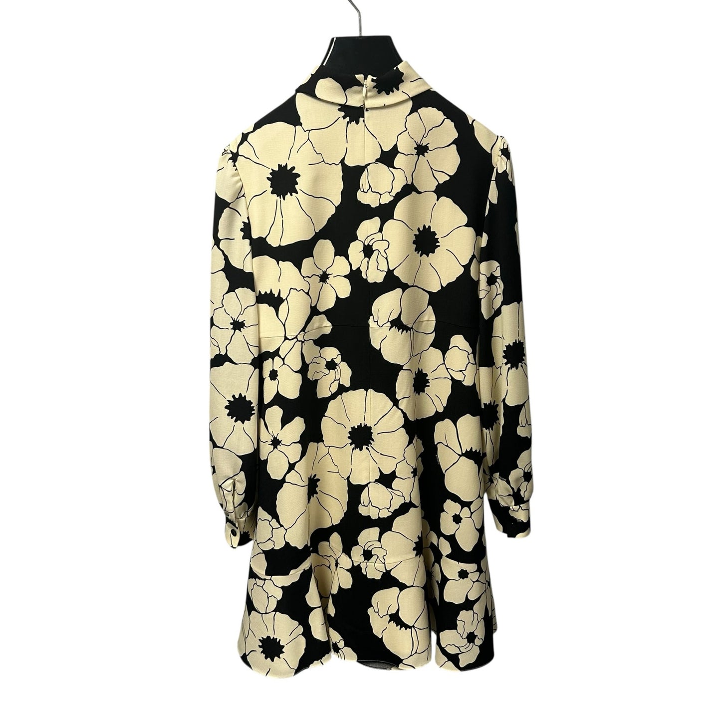 NWT Celine Cream Black Floral Skater Mini Dress in Wool Organza Womens 36 / US 4