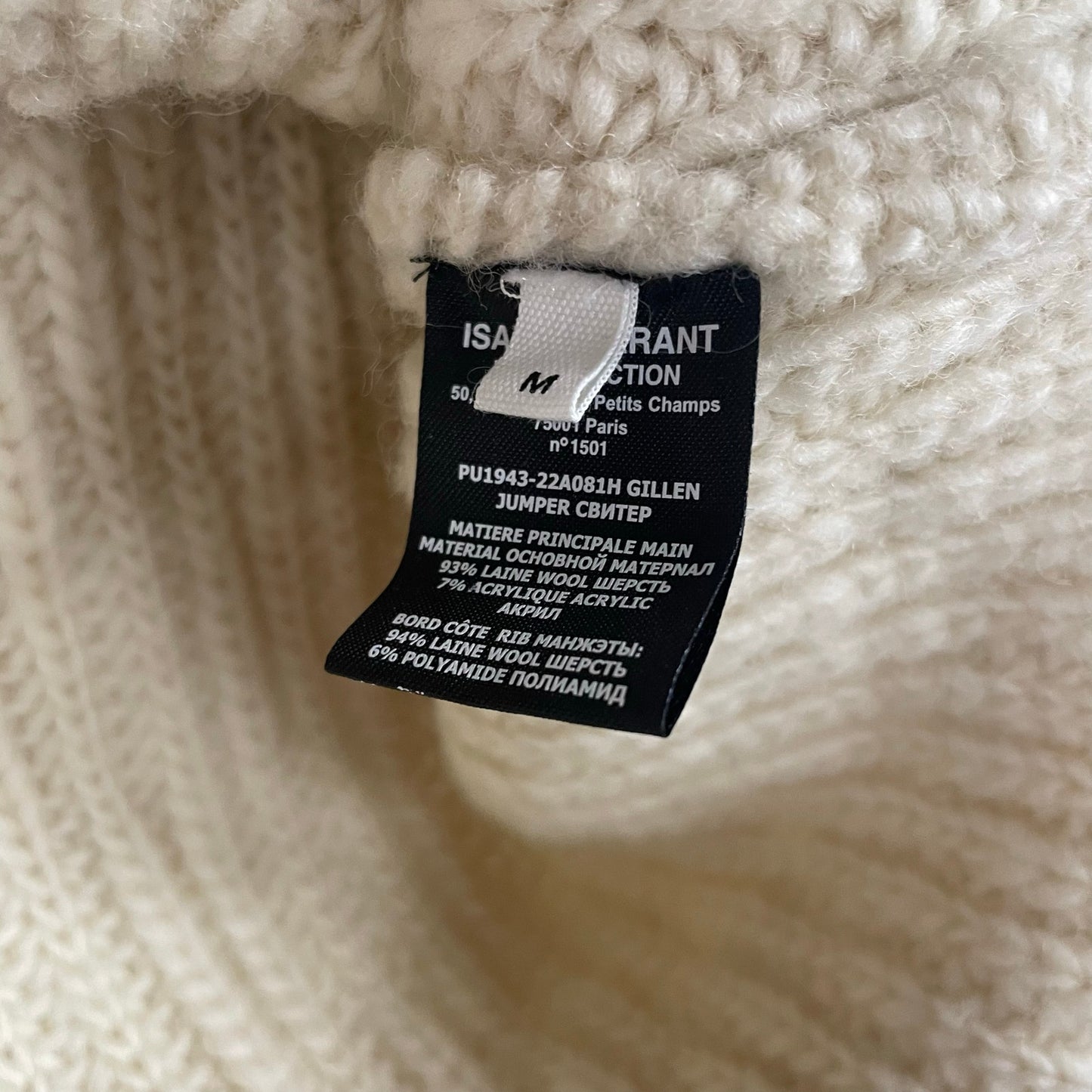 Isabel Marant Gillen Jumper Fair Isle Wool Knit Sweater Cream Multicolor Medium