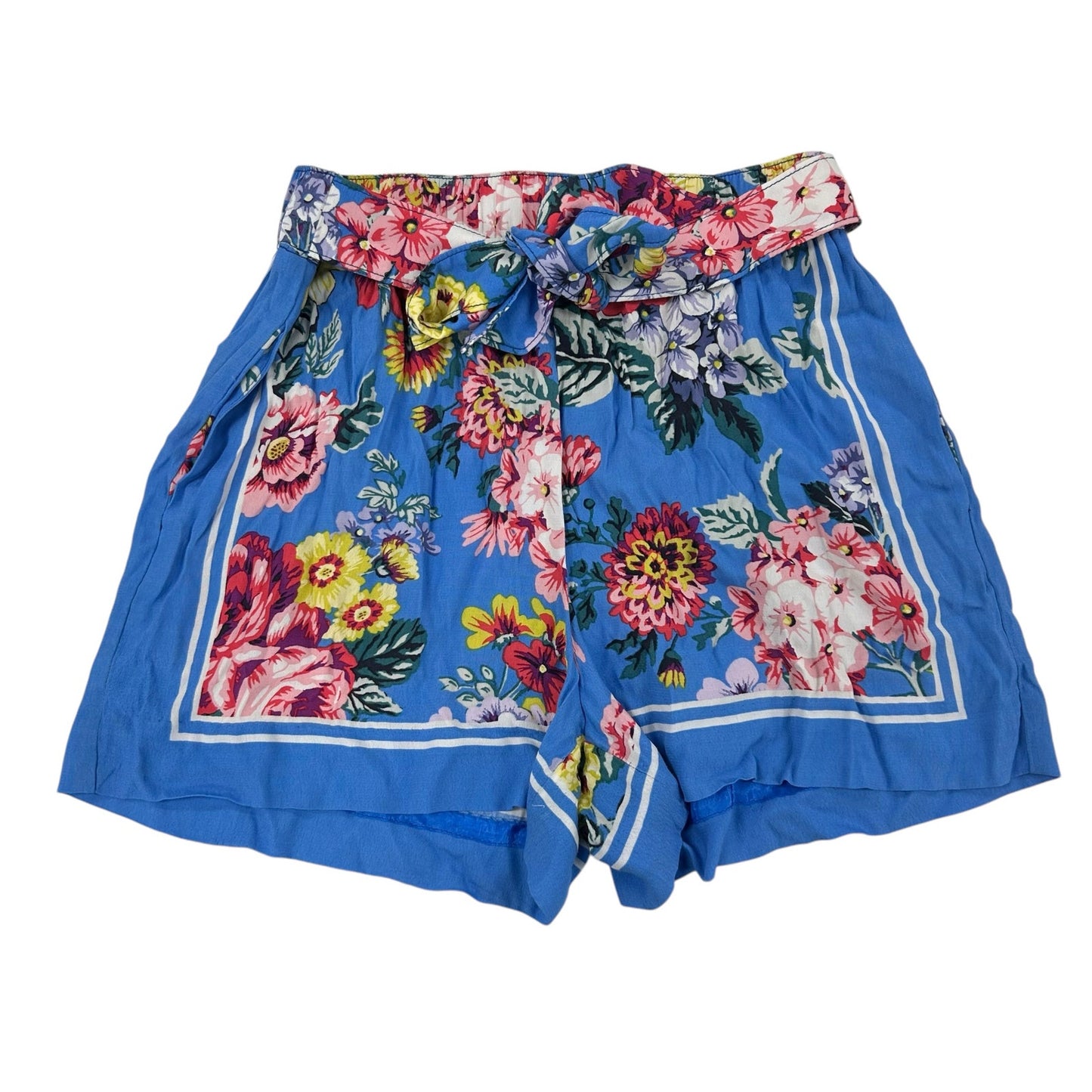 Maeve by Anthropologie Blue Mulitcolor Floral Scarf-Printed Shorts Womens Small