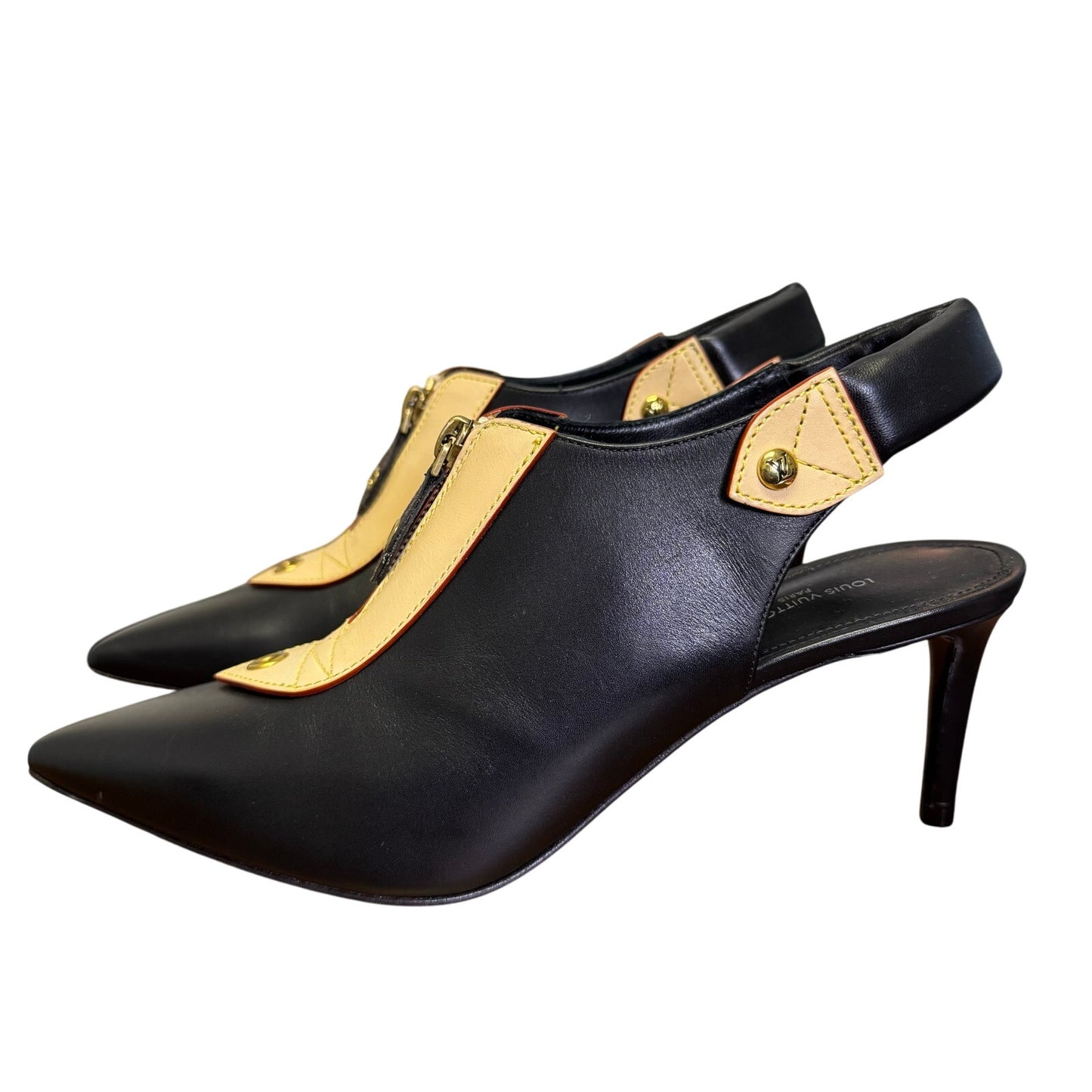 Louis Vuitton Black Calfskin Allure Slingback Pointed Toe Pumps Womens 9.5