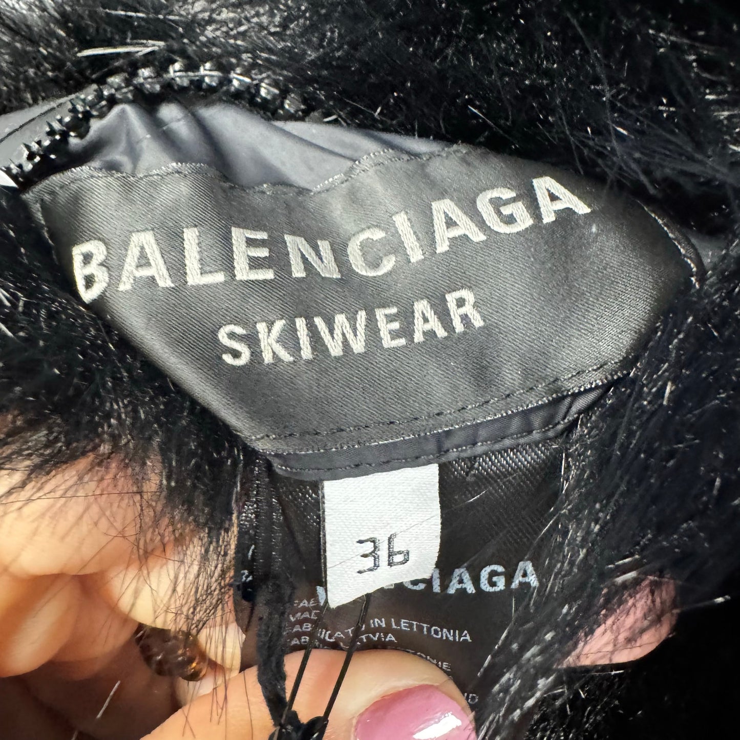 NWT Balenciaga Black Faux Fur Reversible Ski Jacket Womens 6