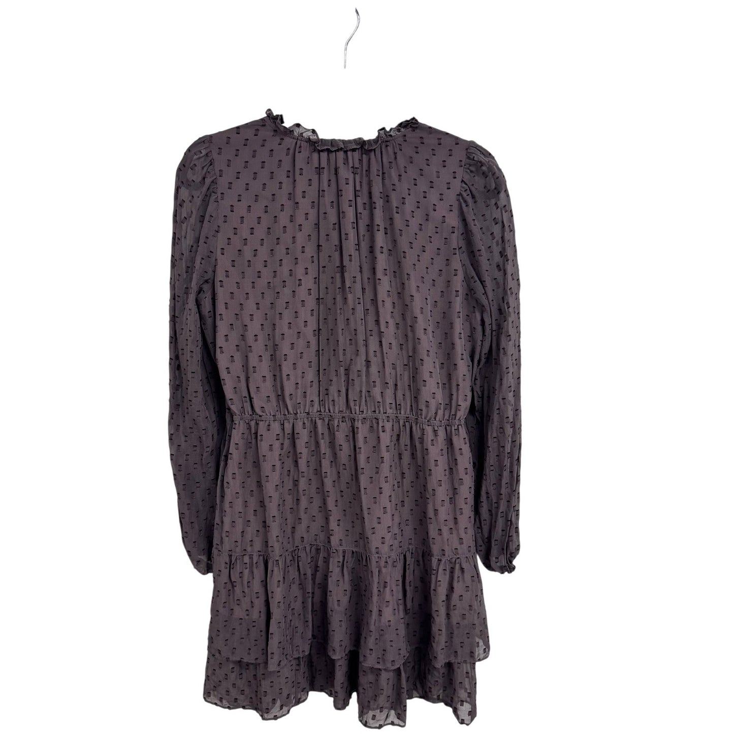 Marie Oliver Purple Long Sleeve V Neck Hanging Tassels Silk Charley Dress Small