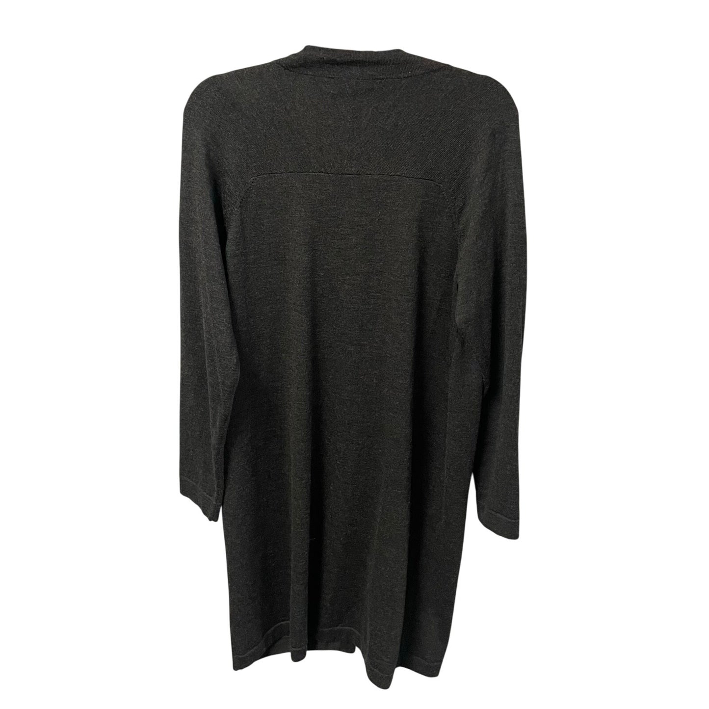 Eileen Fisher Pure Merino Wool Button Front Duster Cardigan Dark Gray Size Large