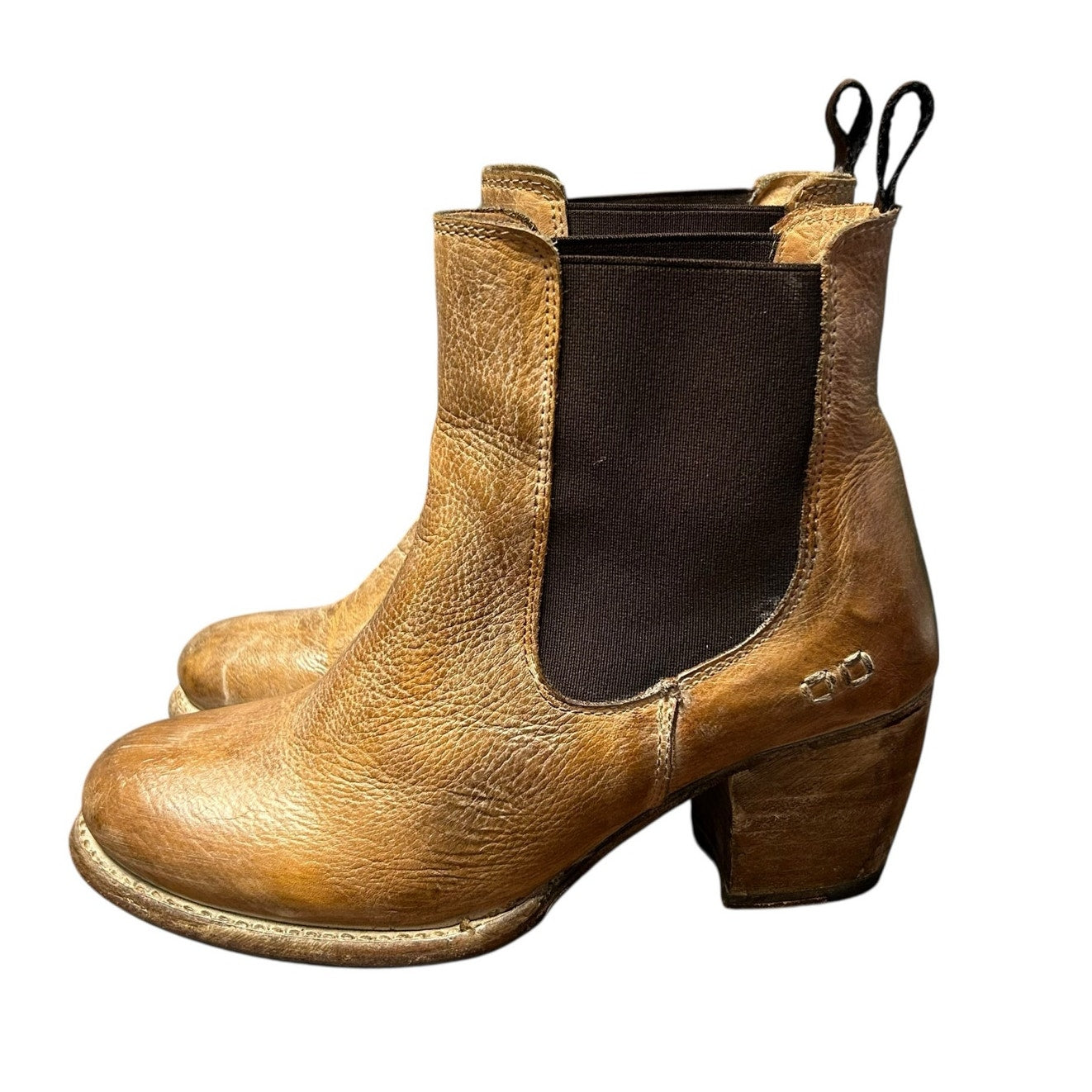 Bed Stu Tan Brown Leather Cobbler Chelsea Heeled Pull On Boots Womens Size 7