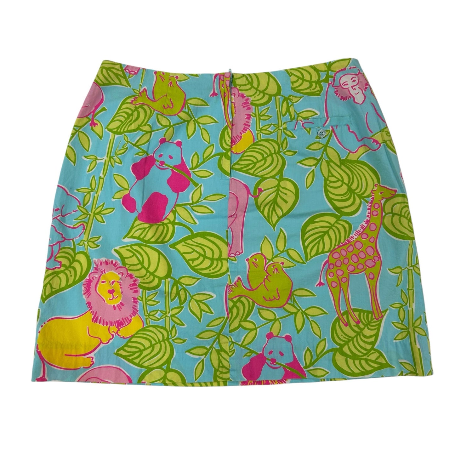 Vintage Lilly Pulitzer Blue Multicolor Jungle Animal Print Mini Skirt Womens 12