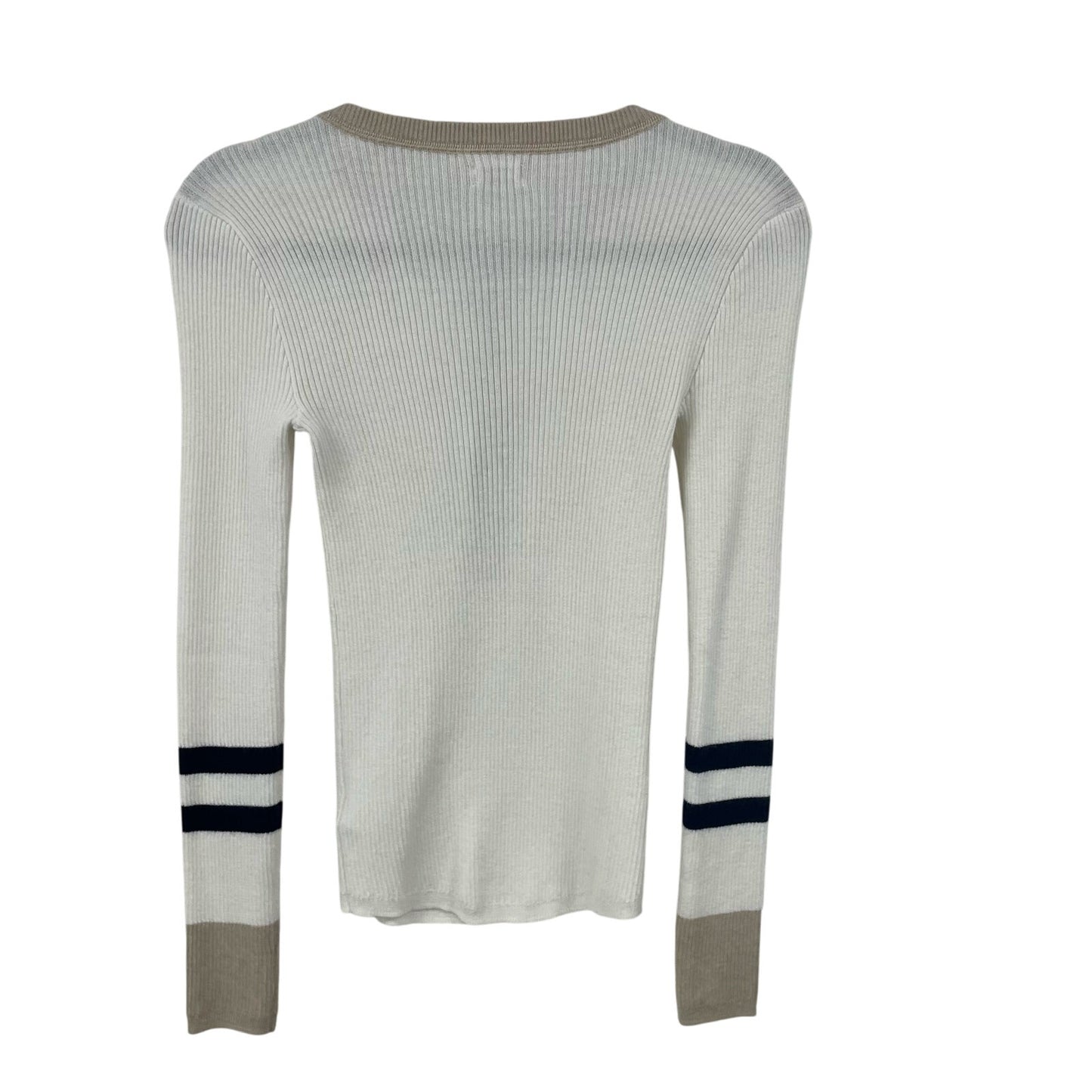 Faherty Mikki Striped Ribbed Knit Henley In Vintage Varsity Womens Size XS