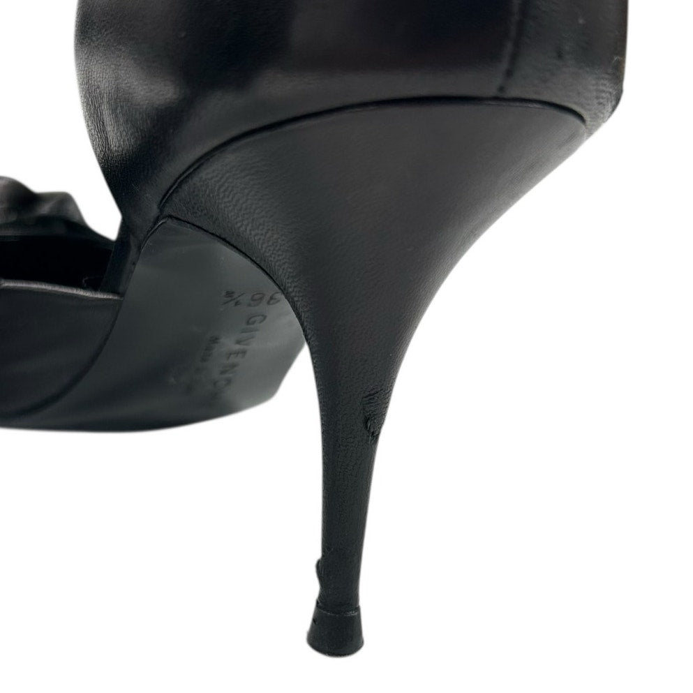Vintage Givenchy Black Leather Flower Closed Toe Womens 36.5 / US 6.5 AS IS