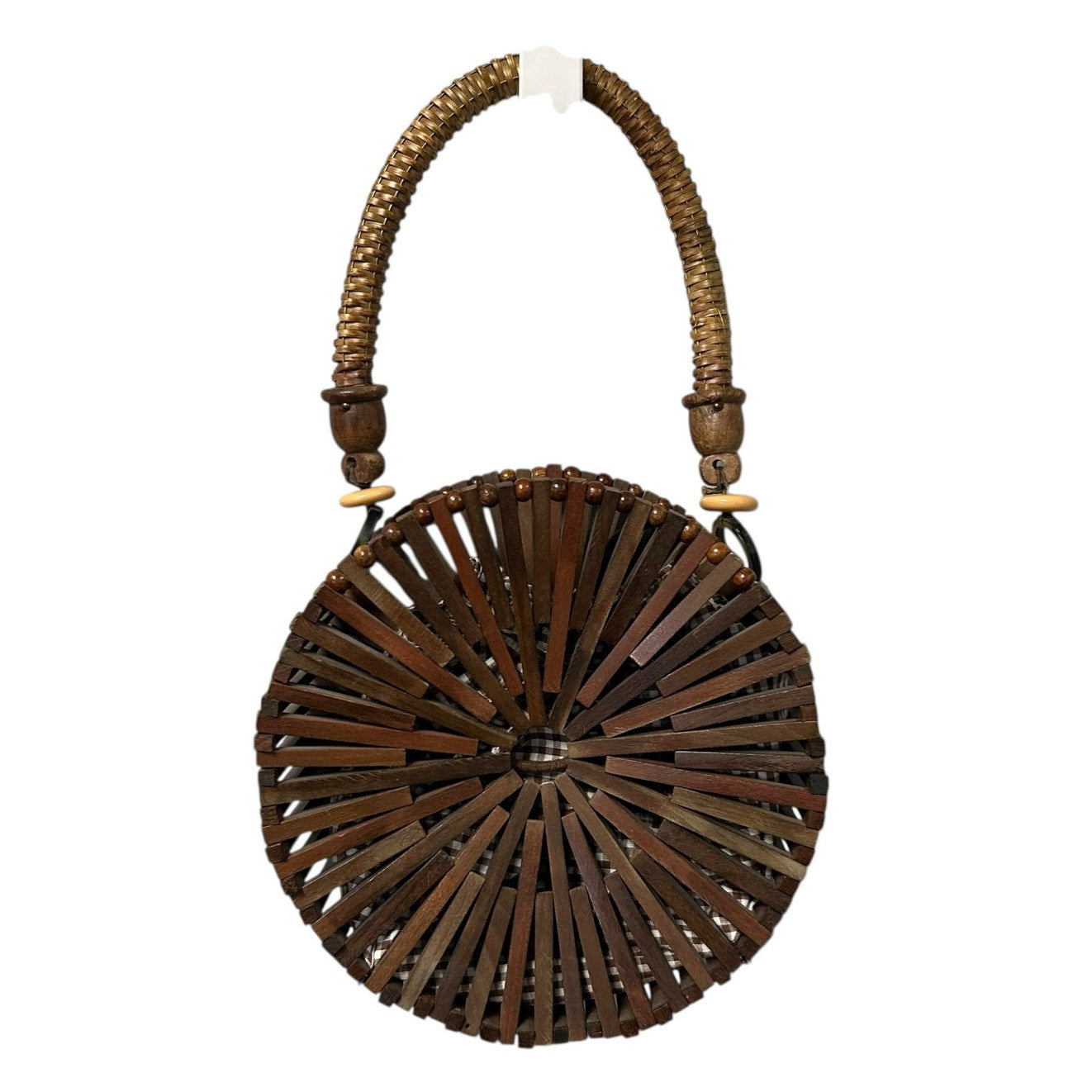 by Anthropologie Wooden Drawstring Closure Wicker Top Handle Tote