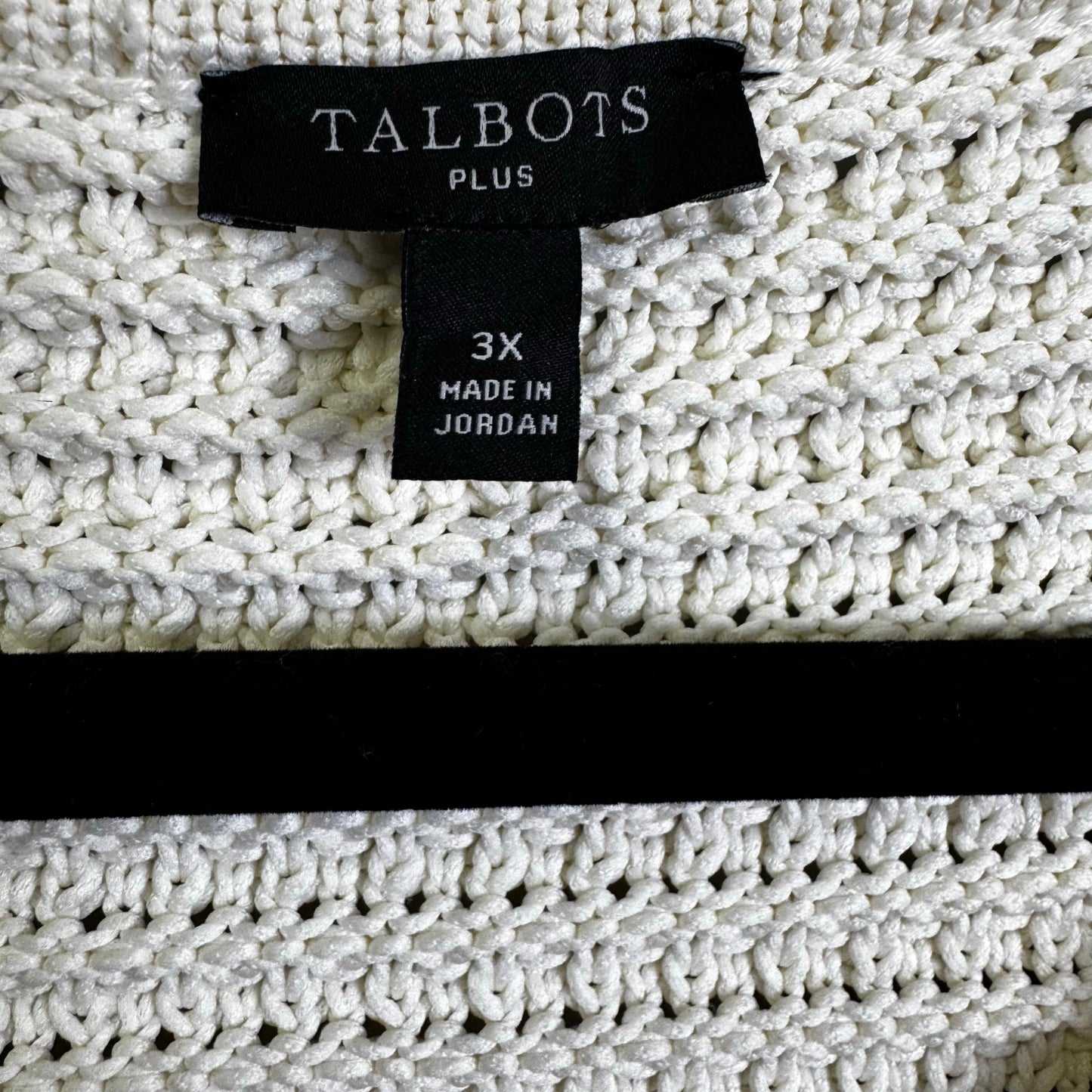 Talbots Cream Textured Knit Long Sleeve Gold Button Down Cardigan Womens 3X