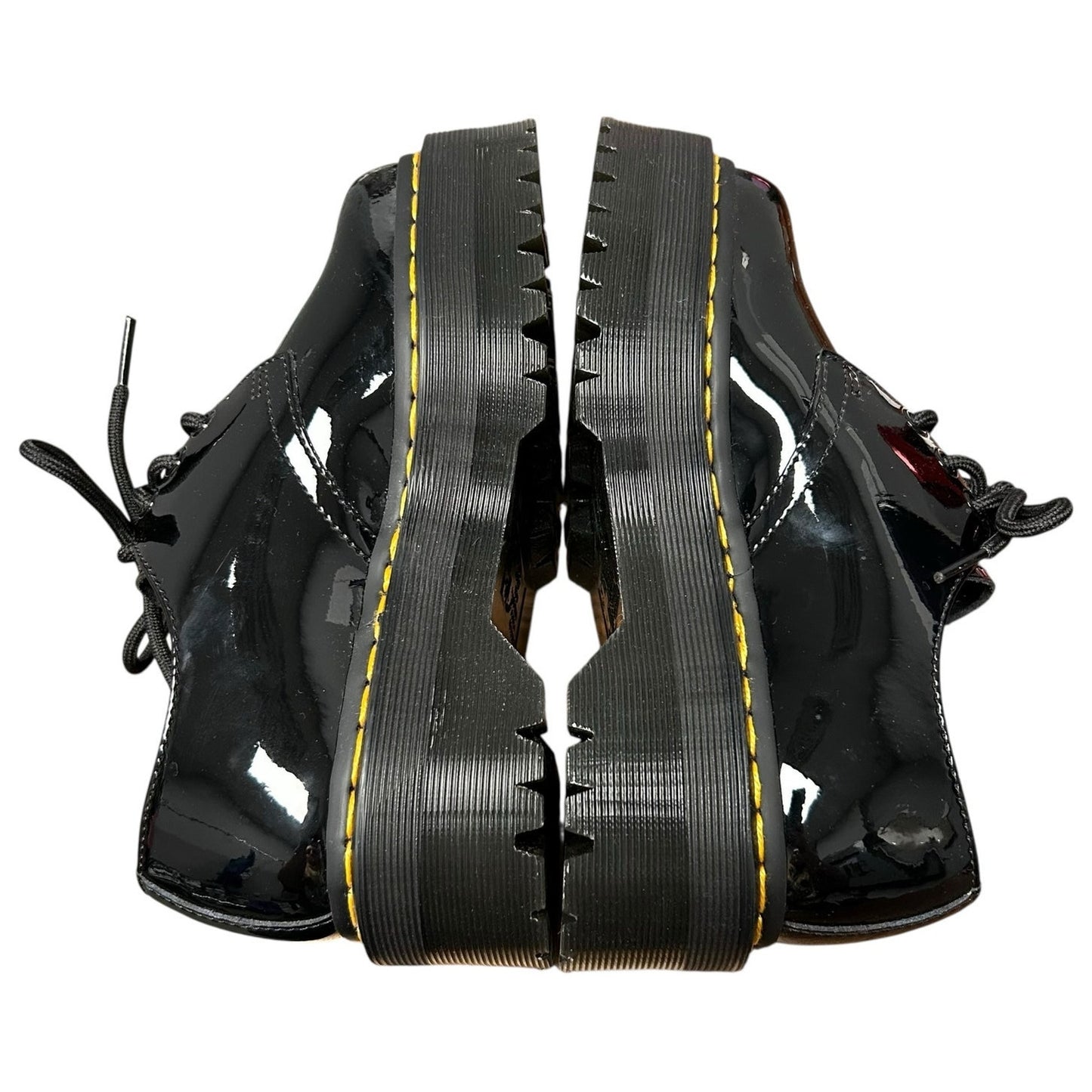 Dr. Martens Black Patent Leather Quad Platform Lace Up Shoes Womens US 5