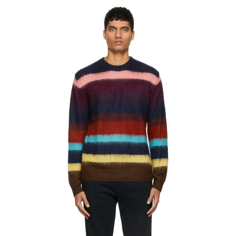 PS Paul Smith Multicolor Ombre Stripe Mohair Crewneck Sweater Mens Large