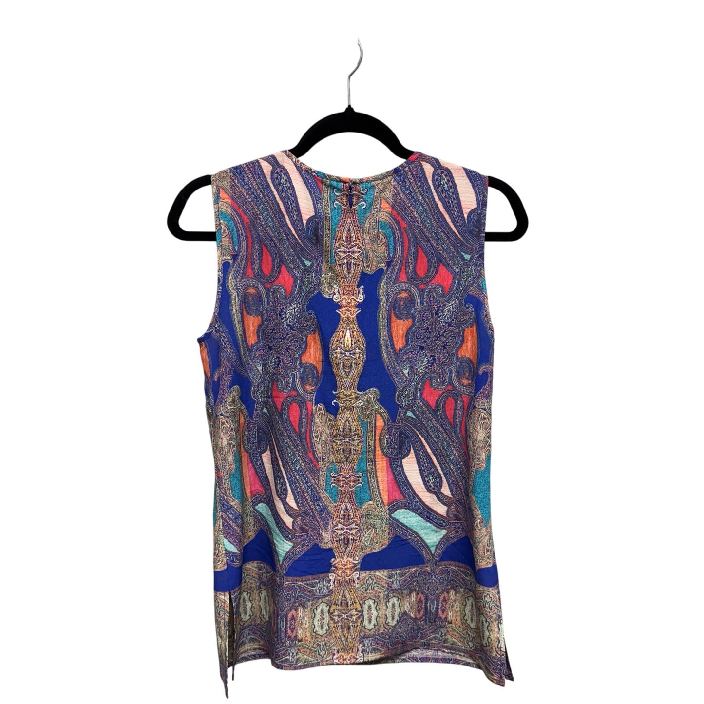 St. John Multi Color Paisley Print Sleeveless Round Neck Tank Top Womens Petite