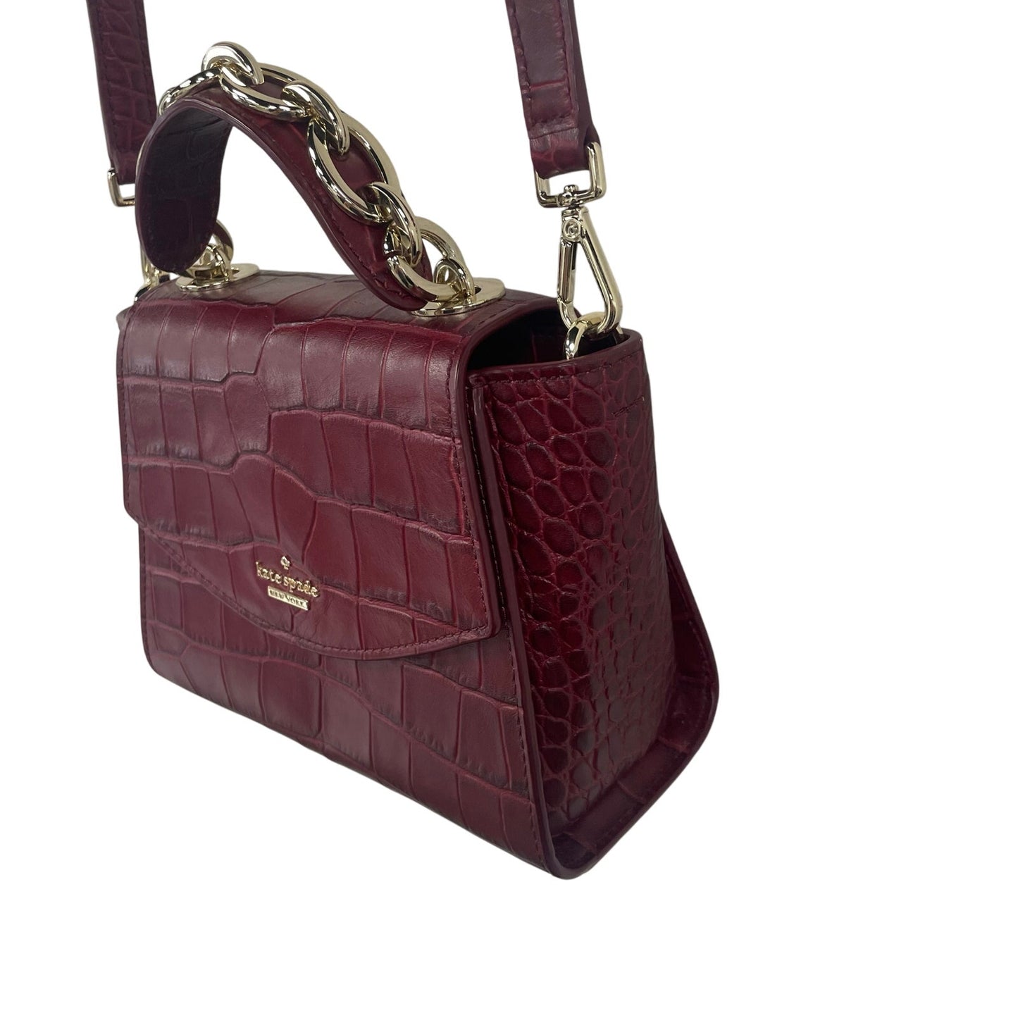 Kate Spade Murray St. Luxe Kim Satchel Crossbody Handbag Dark Red Leather