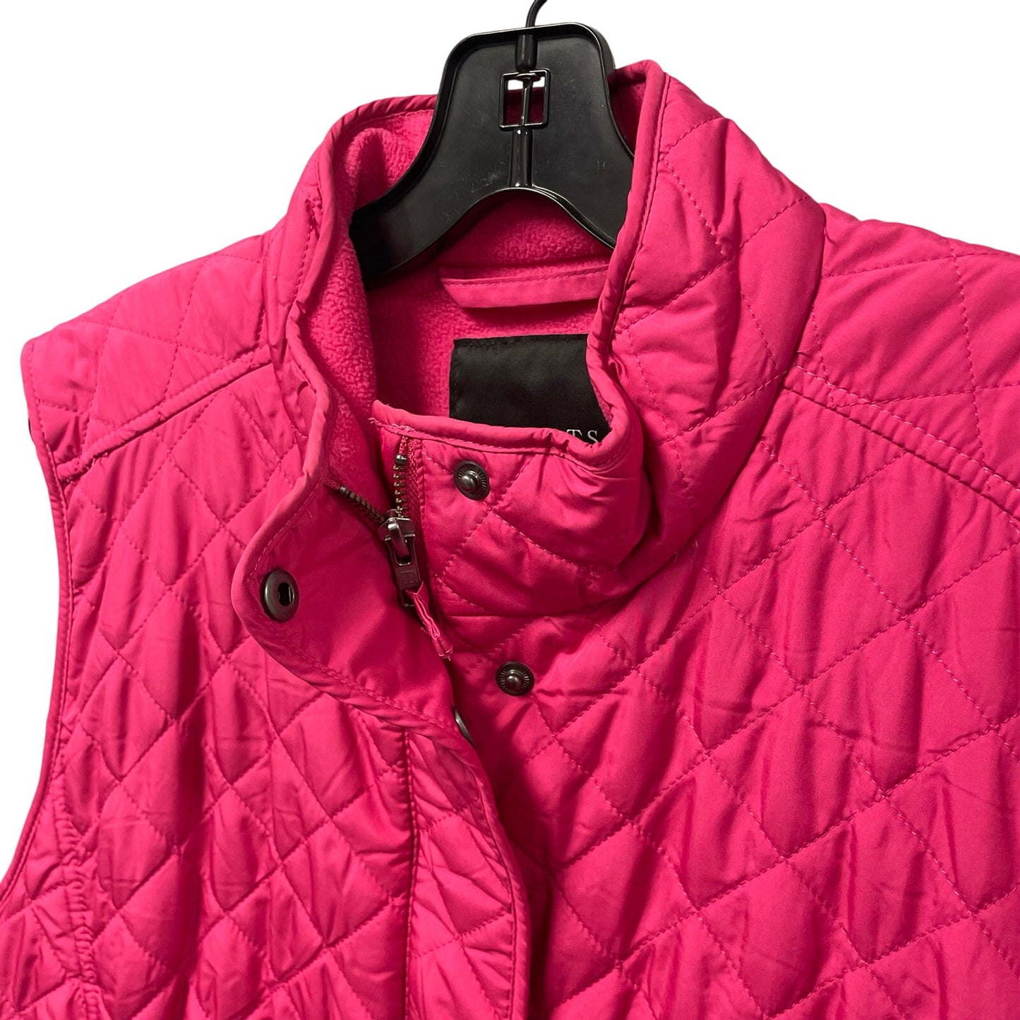 Talbots Pink Quilted Fleece Lined Zip Up Snap Button Puffer Vest Womens XL