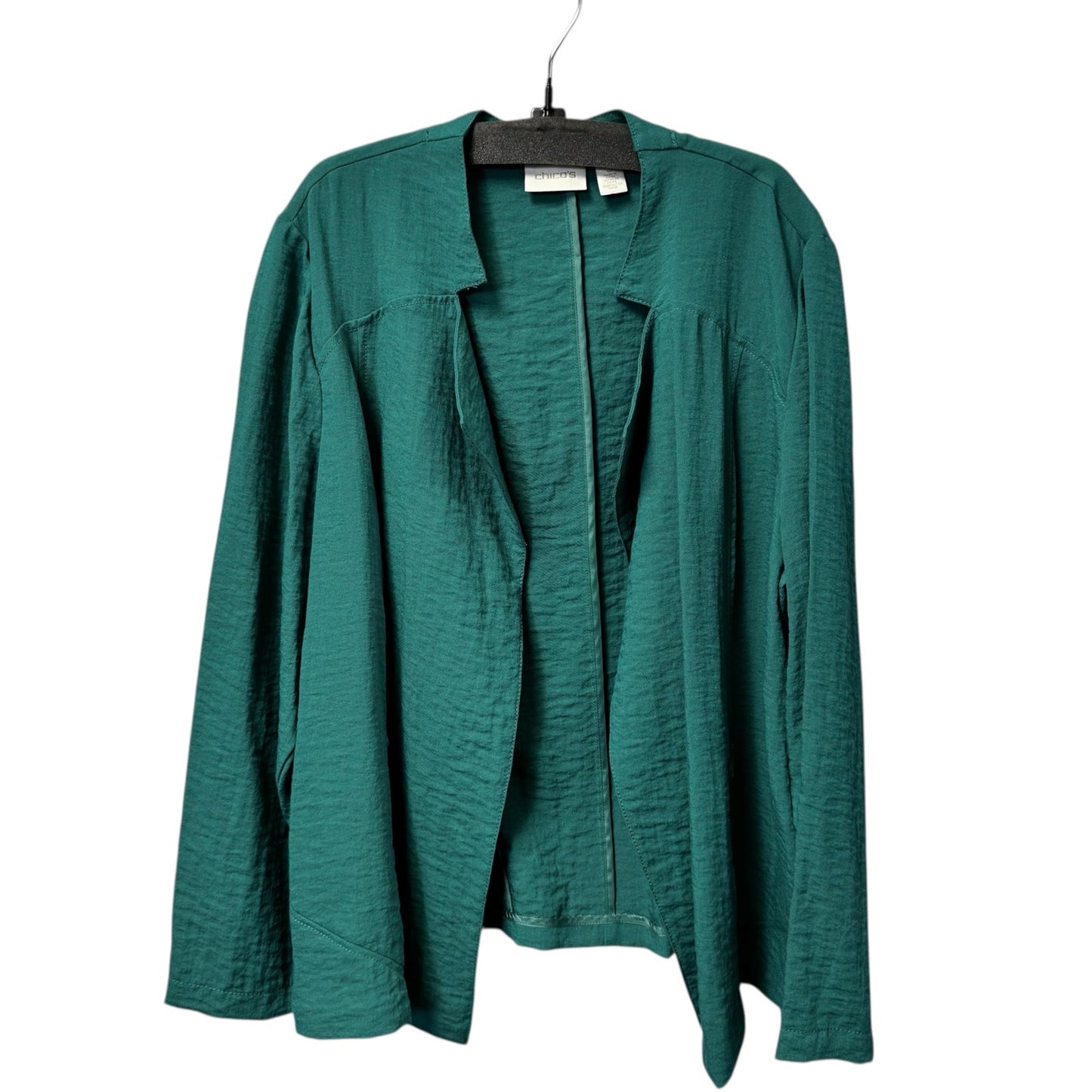 Chico's Green Long Sleeve Open Front Lightweight Blazer Jacket Womens X-Large