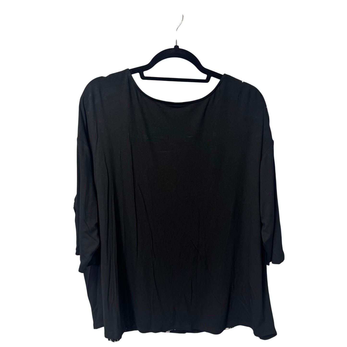 NWT J. Jill Black Floral 3/4 Sleeve Round Neck Wearever Top Women X-Large Petite