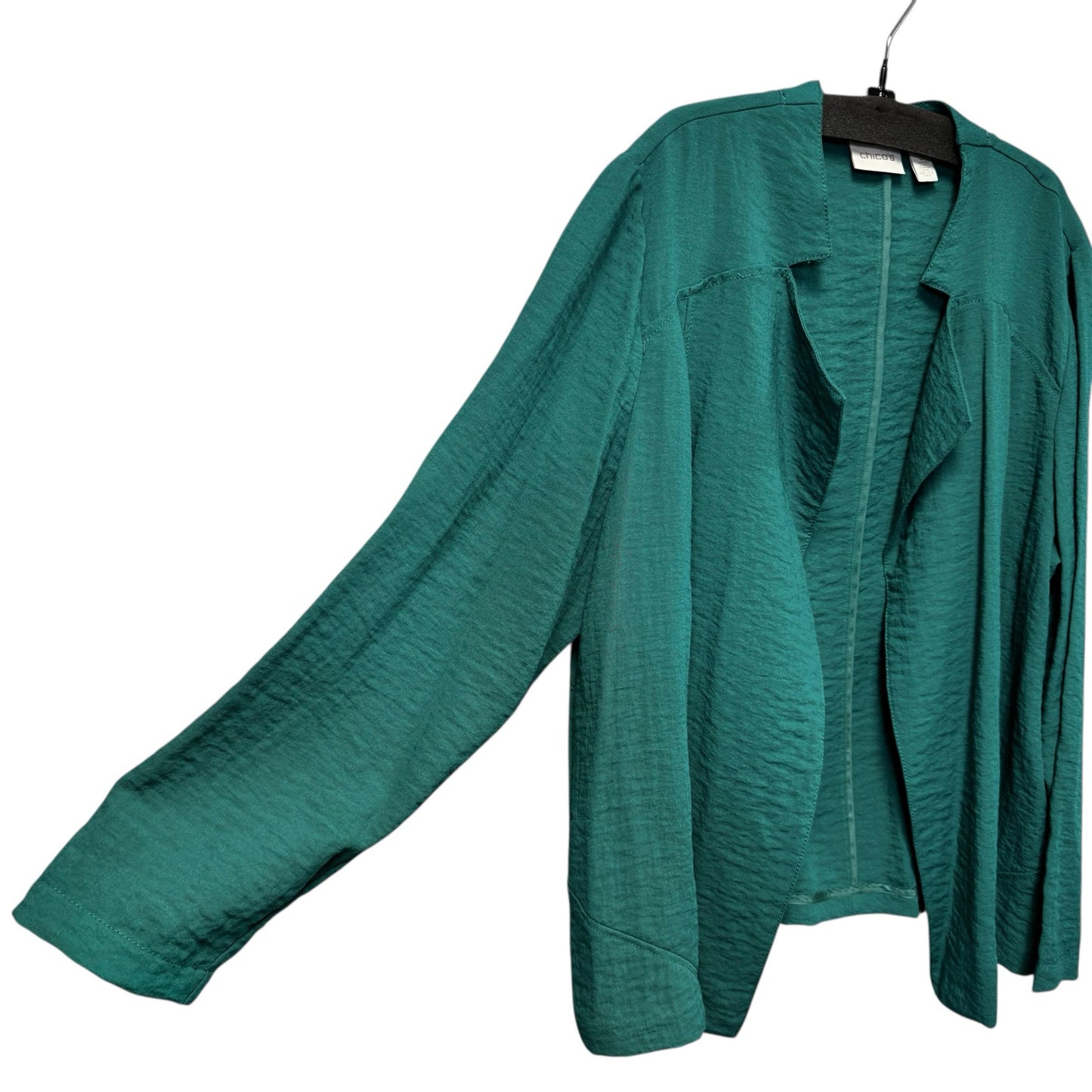 Chico's Green Long Sleeve Open Front Lightweight Blazer Jacket Womens X-Large