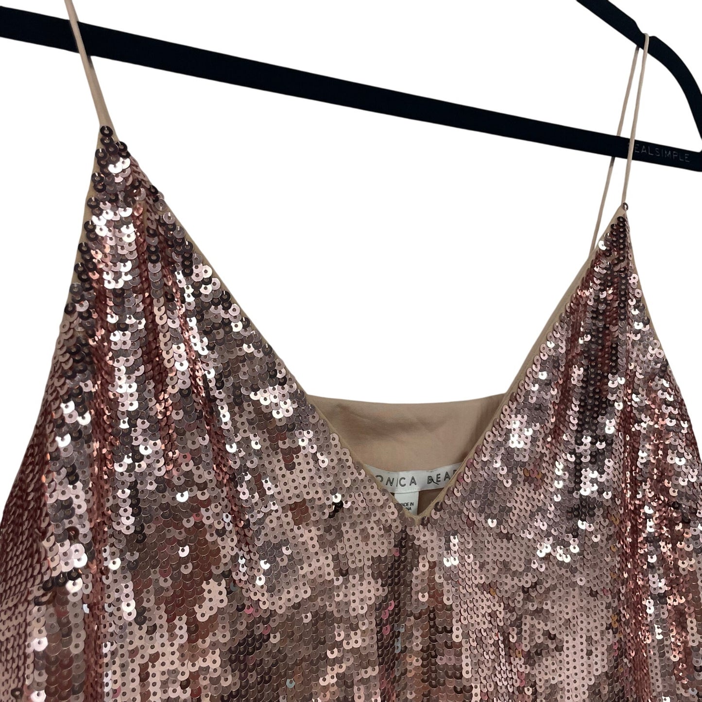 Veronica Beard Coda Cami Tank in Pink Rose Gold Sequins Womens 2