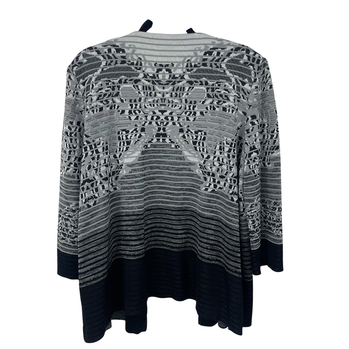 Misook Gray Black White Knit Long Sleeve Cardigan Jacket Womens Size XL AS IS