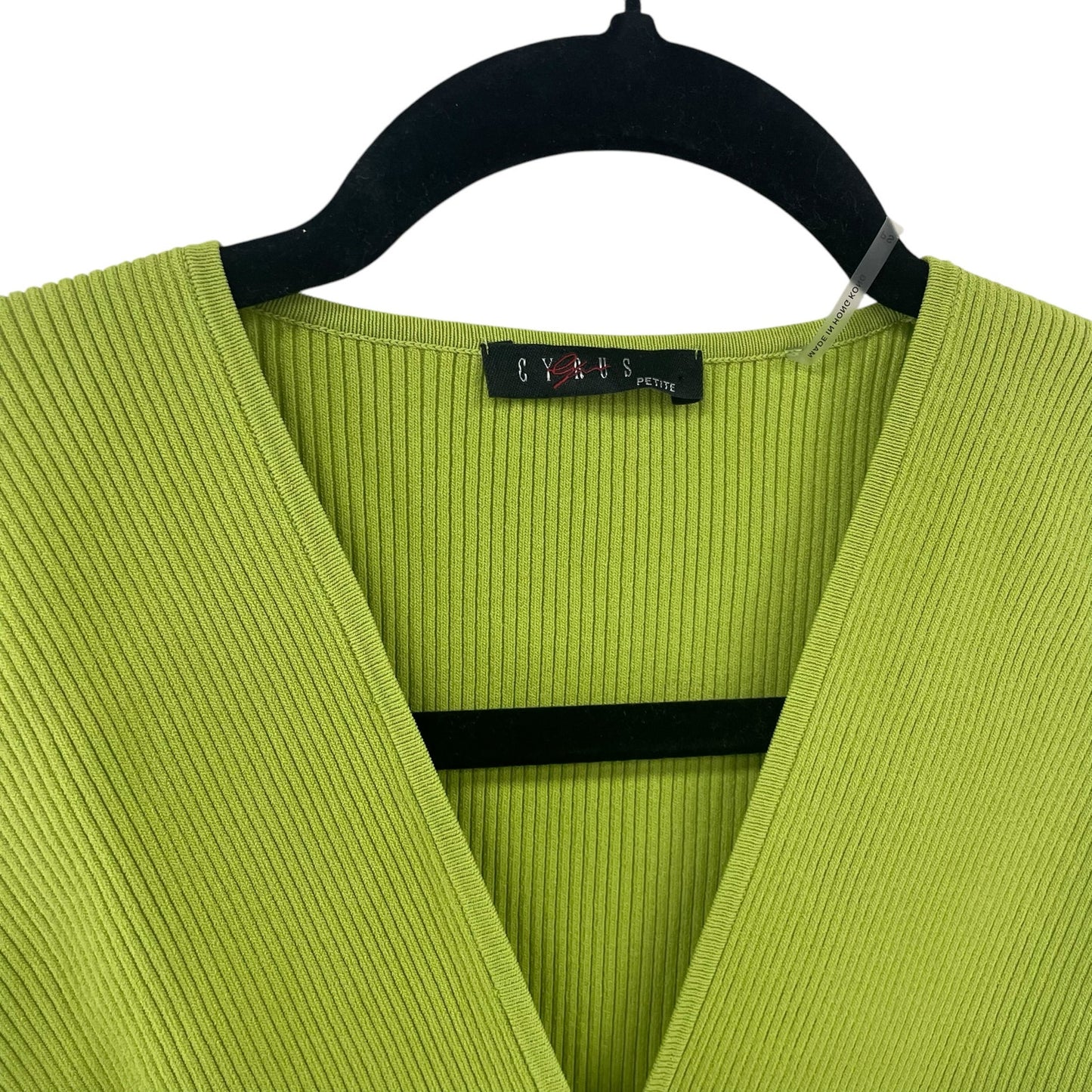 Y2K Cyrus V Neck Sleeveless Ribbed Knit Low Cut Tank Top Green Size Petite Small