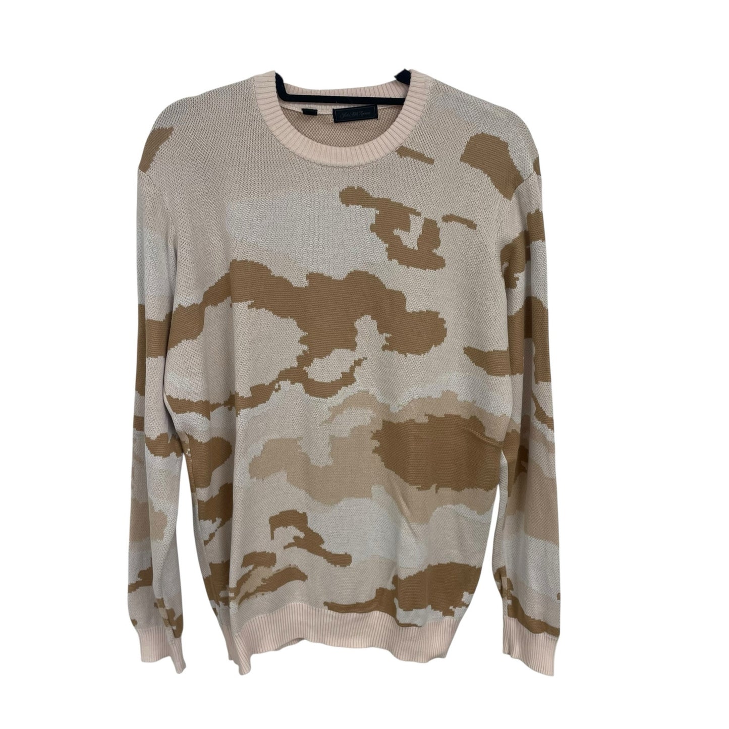 Saks Fifth Avenue Watermark Camouflage Crewneck Sweater Egret / Pink Mens Large