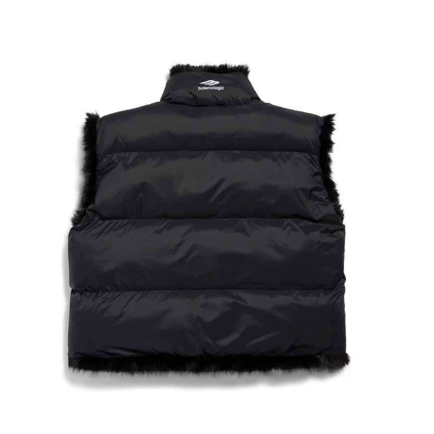 NWT Balenciaga Black Faux Fur Reversible Ski Jacket Womens 6