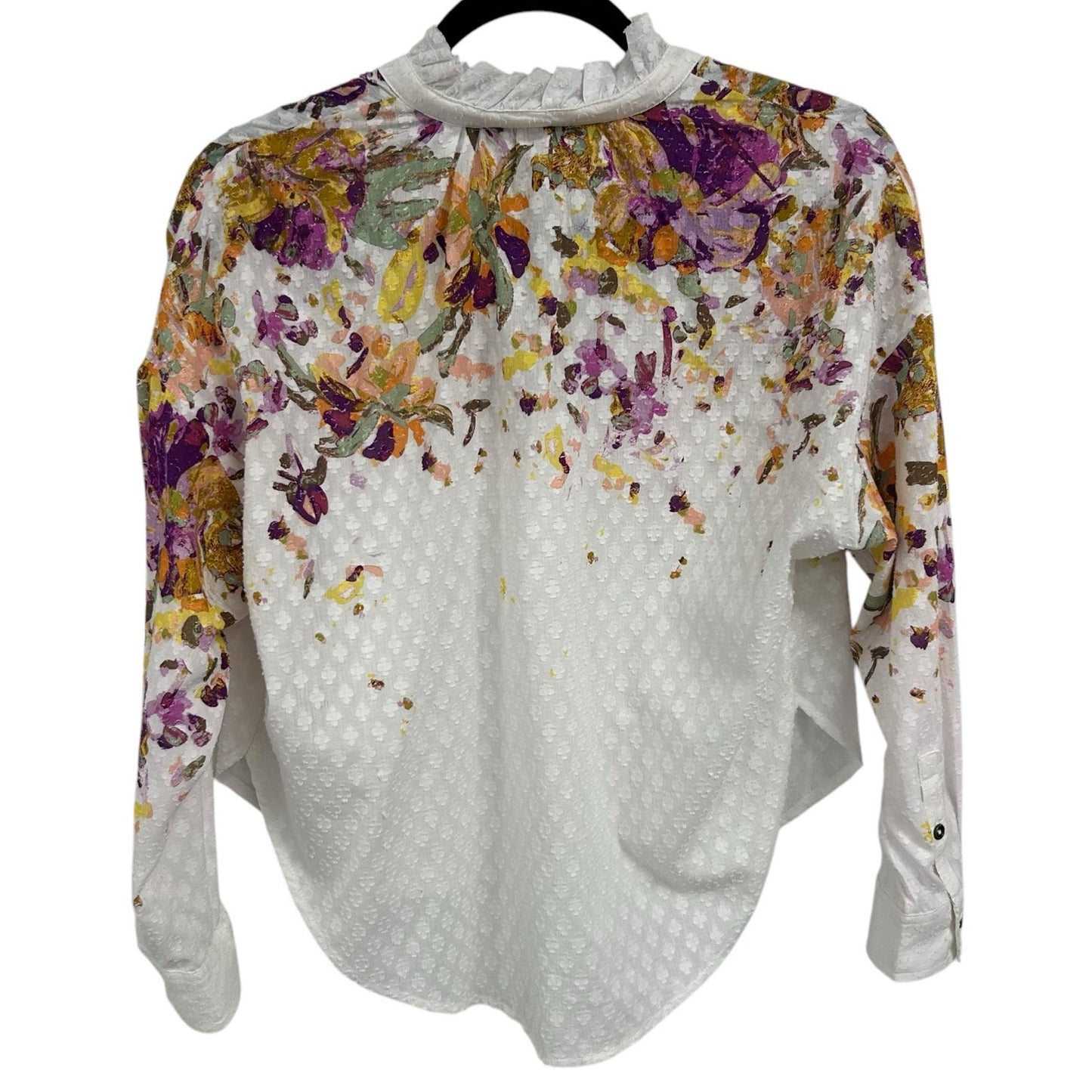 Pilcro The Tavi Textured Floral Button Down Cotton Blouse Womens Petite XXS