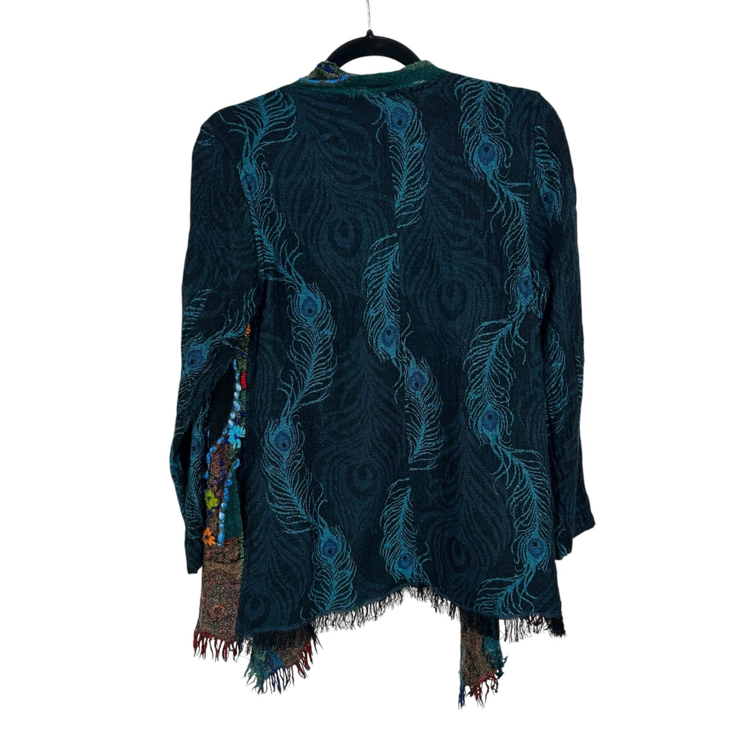 Soft Surroundings Black Multicolor Abstract Floral Print Wool Cardigan Womens XS