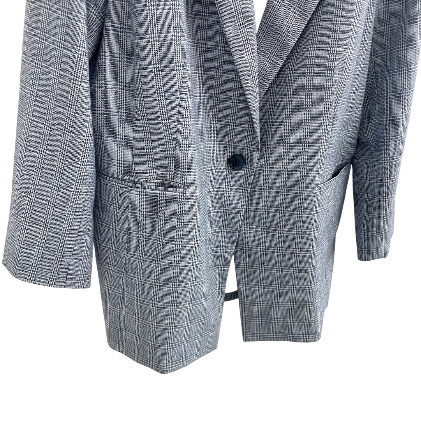 Talbots Spring Glen Plaid Blazer Jacket Blue White Womens Plus Size 16