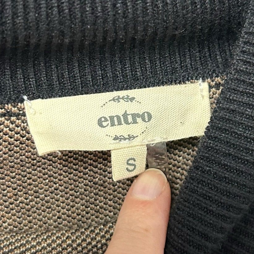 Entro Black Tan Cowboy Hat Print Mock Neck Pullover Sweater Womens Size Small